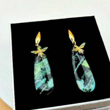 Iridescent Bee Teardrop Earrings – Handcrafted and Hypoallergenic, Christmas Special!