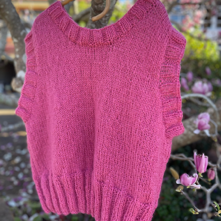 Pink Oversized Vest in Mohair yarn