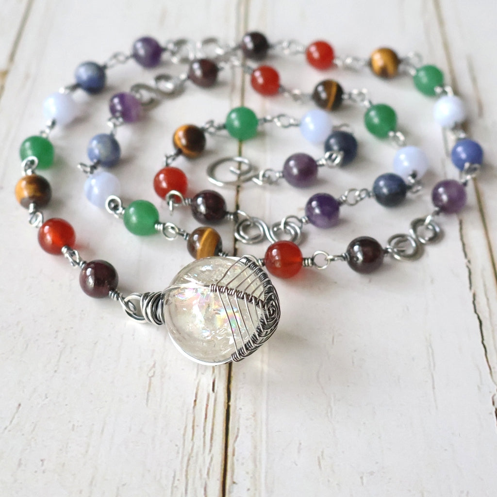 RESERVED ~ Long Chakra Necklace ~ Handcrafted with Australian Made Sterling Silver