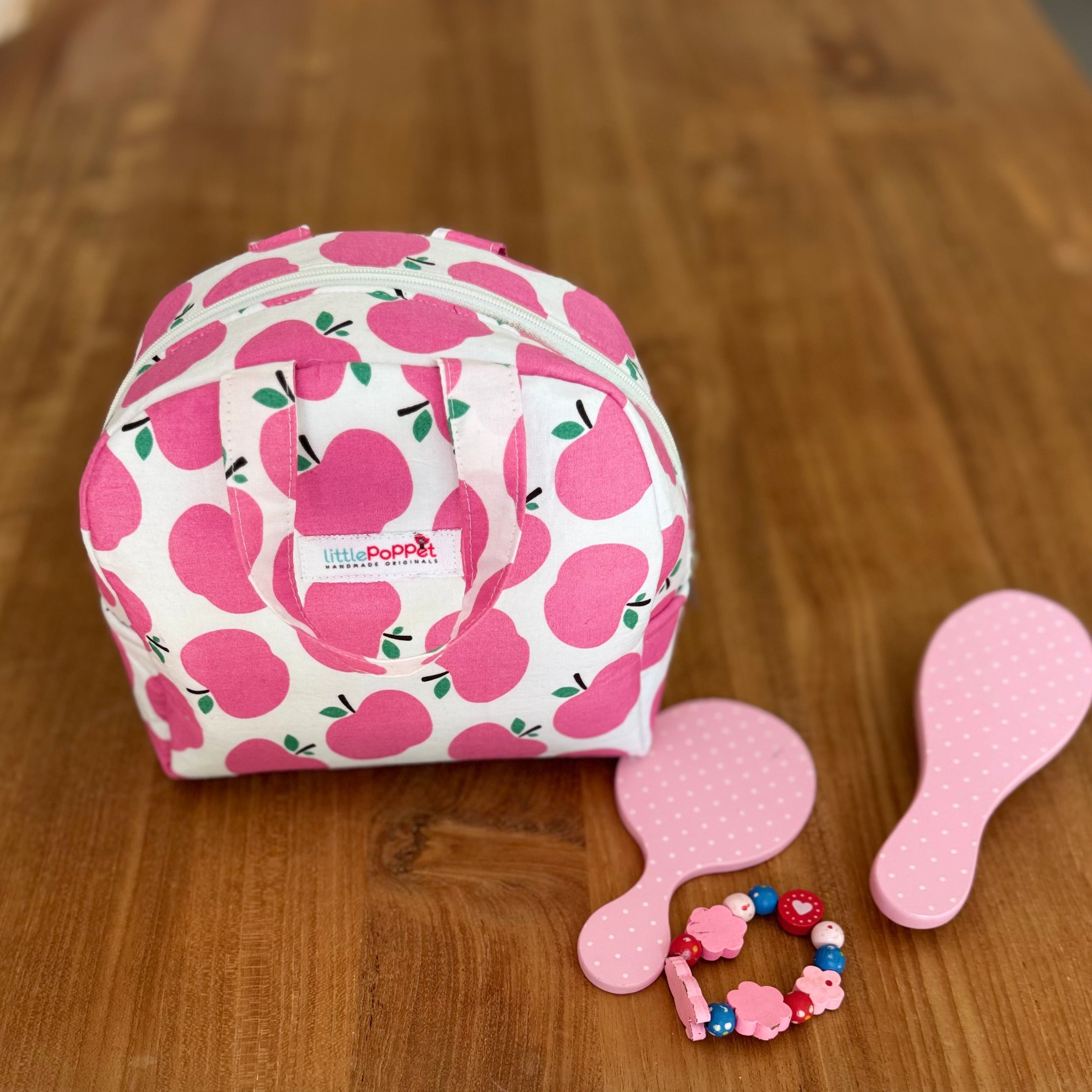 Little Girls Treasure Cotton Handbag with Zip Closure