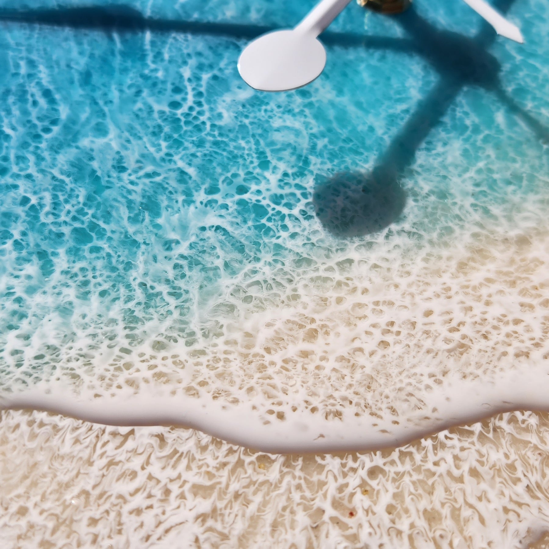 40 cm Beach Turquoise Resin Art Wall Clock