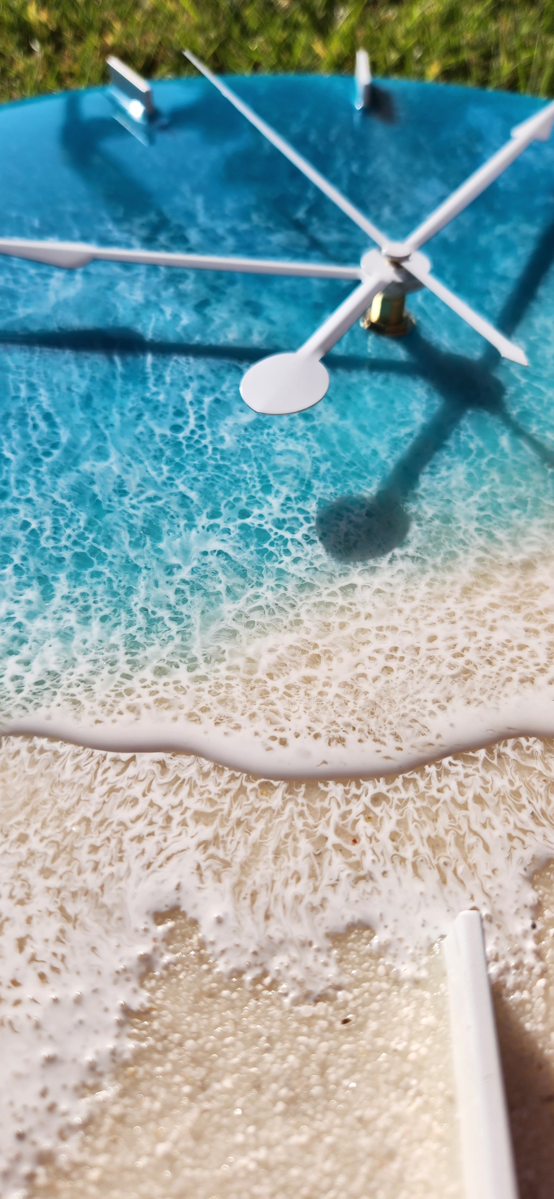 40 cm Beach Turquoise Resin Art Wall Clock