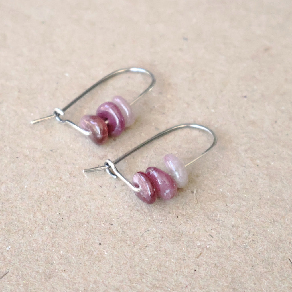 Handcrafted Ombre Pink Tourmaline Earrings - October Birthstone