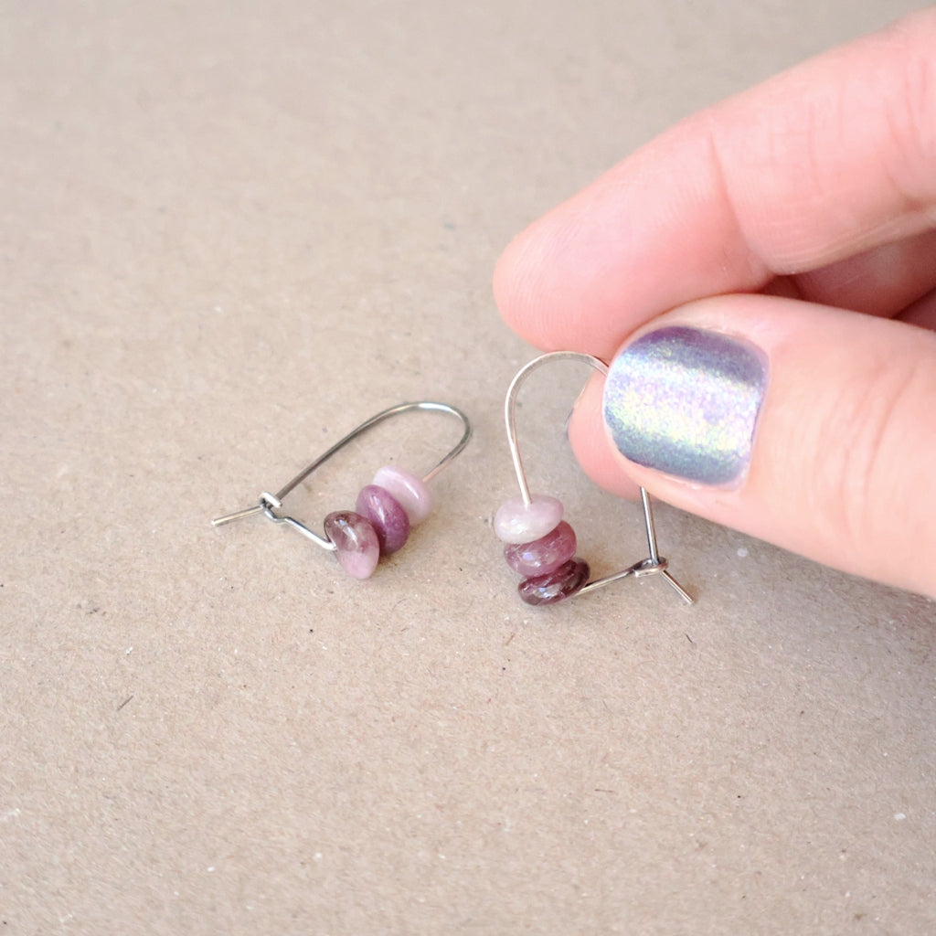 Handcrafted Ombre Pink Tourmaline Earrings - October Birthstone
