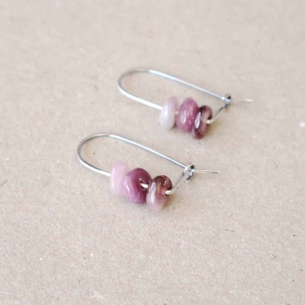 Handcrafted Ombre Pink Tourmaline Earrings - October Birthstone