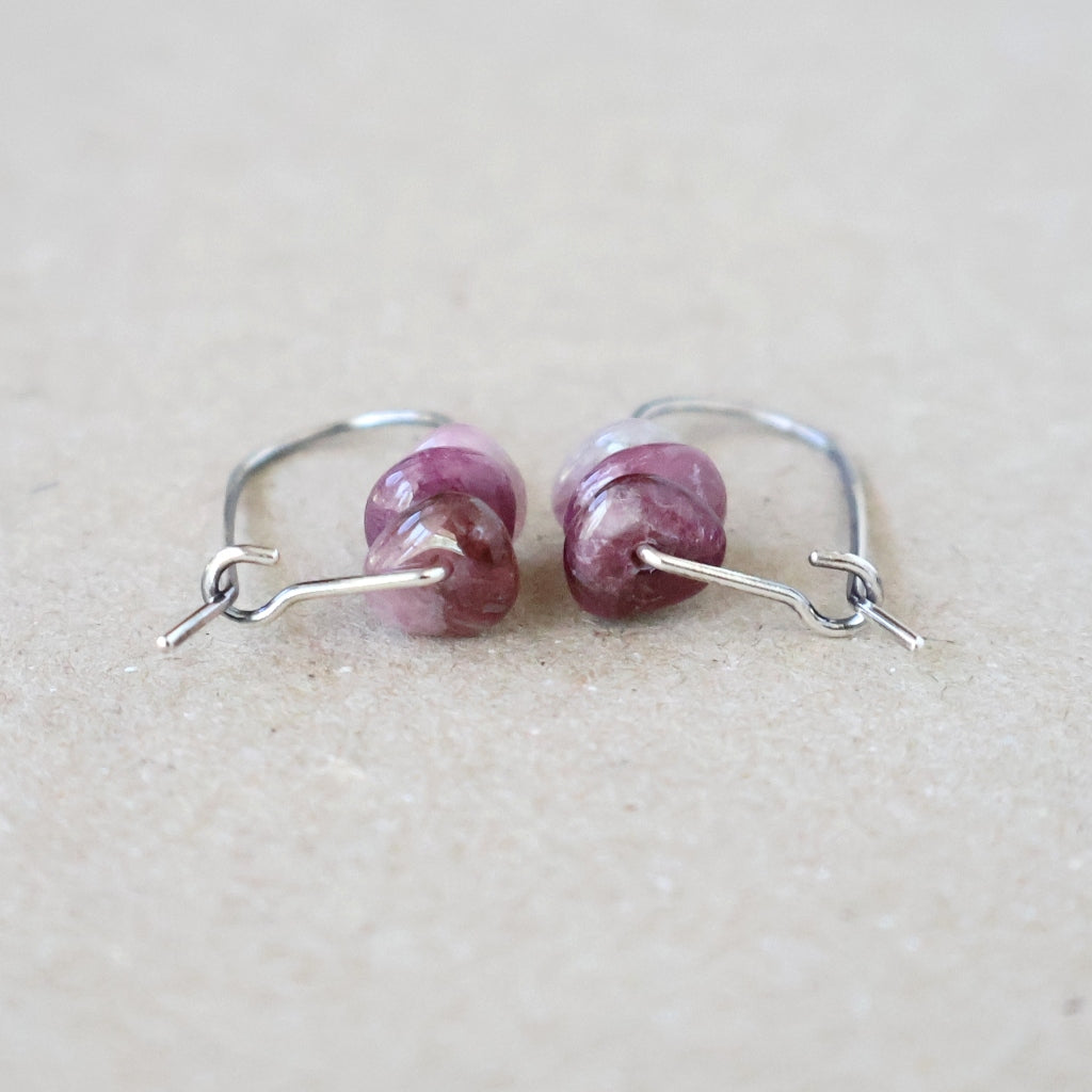Handcrafted Ombre Pink Tourmaline Earrings - October Birthstone