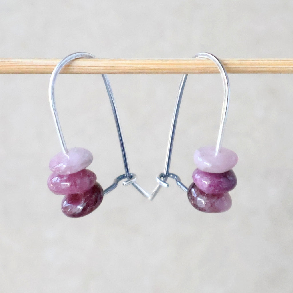 Handcrafted Ombre Pink Tourmaline Earrings - October Birthstone