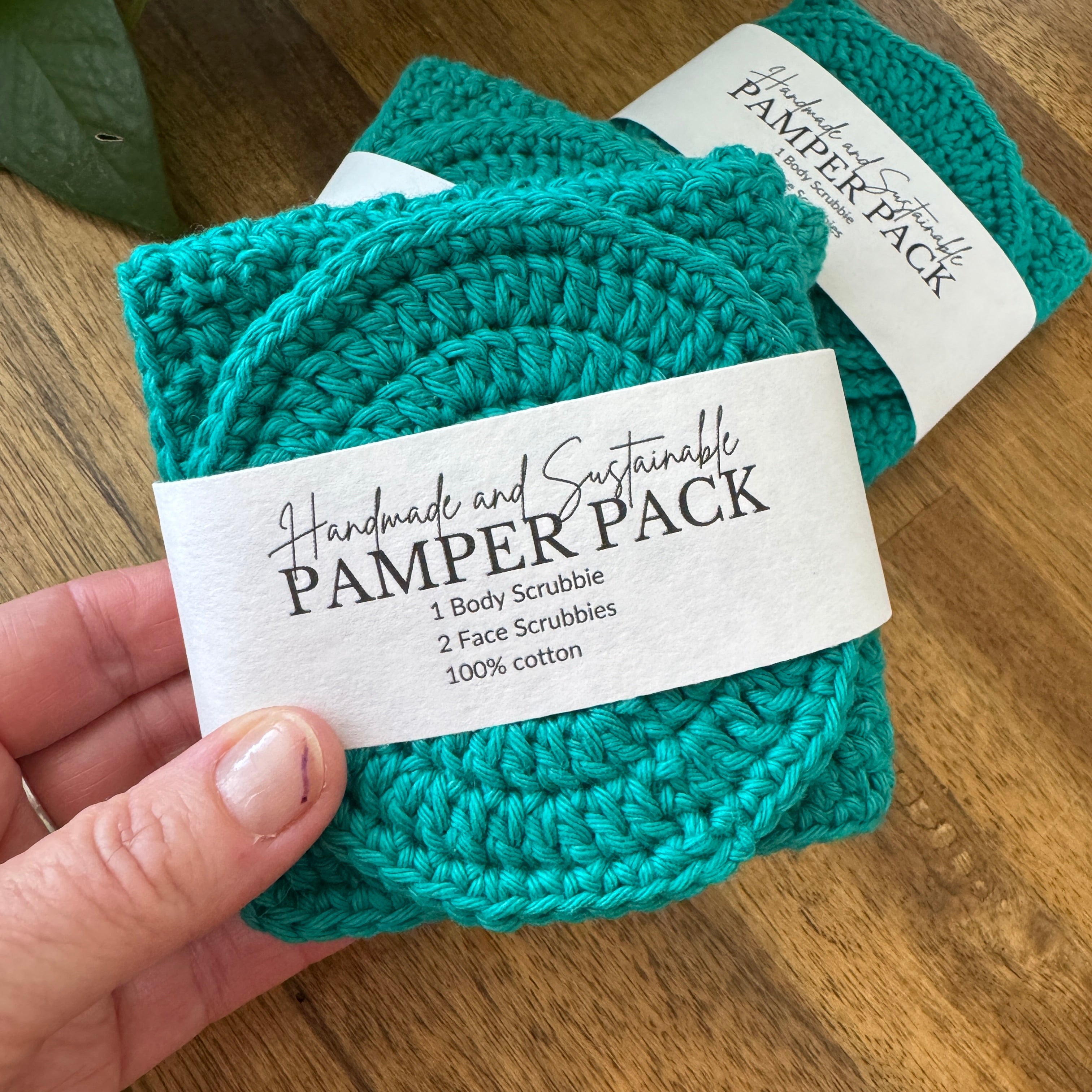 Handmade Pamper Pack | Crochet Body & Face scrubbie set | Green