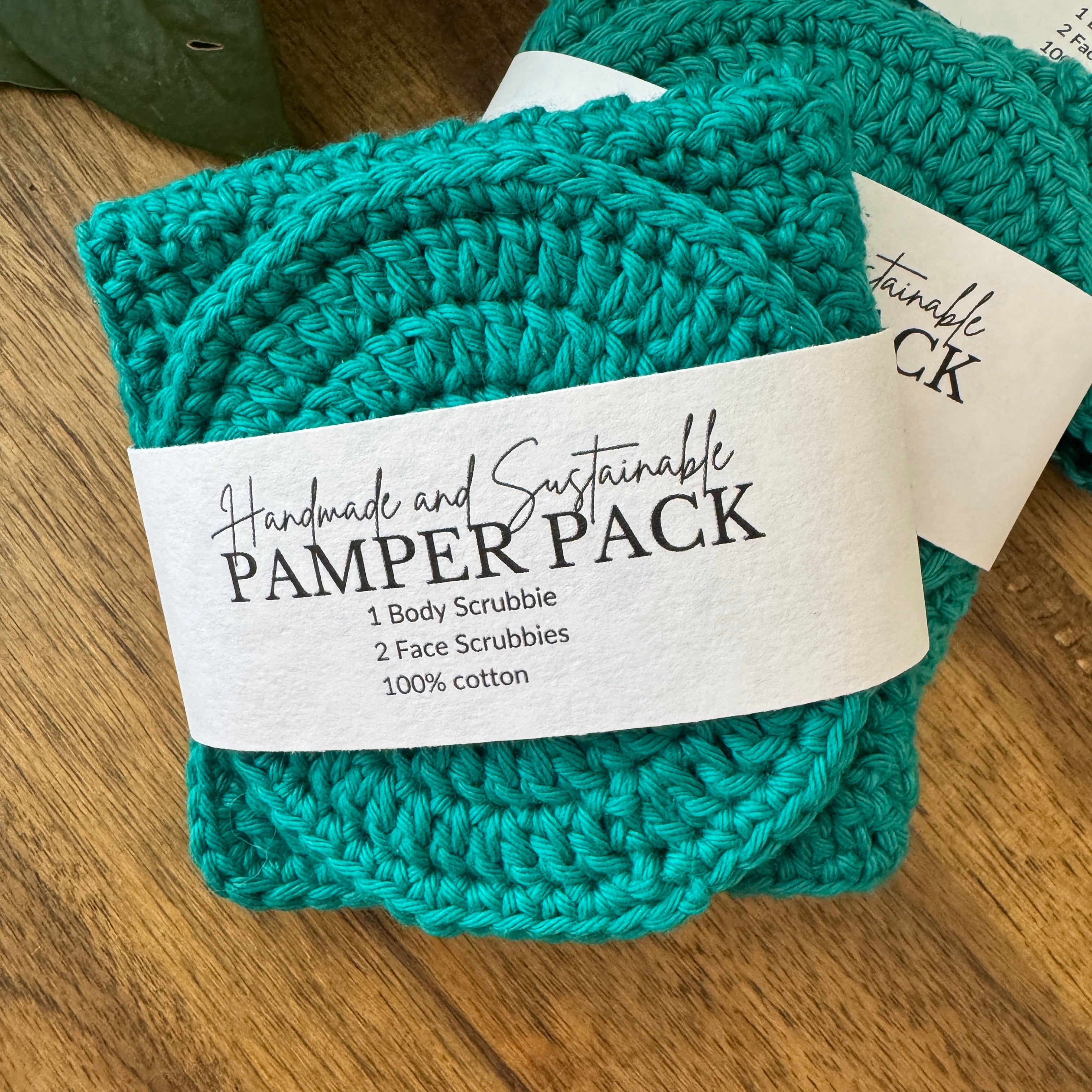Handmade Pamper Pack | Crochet Body & Face scrubbie set | Green