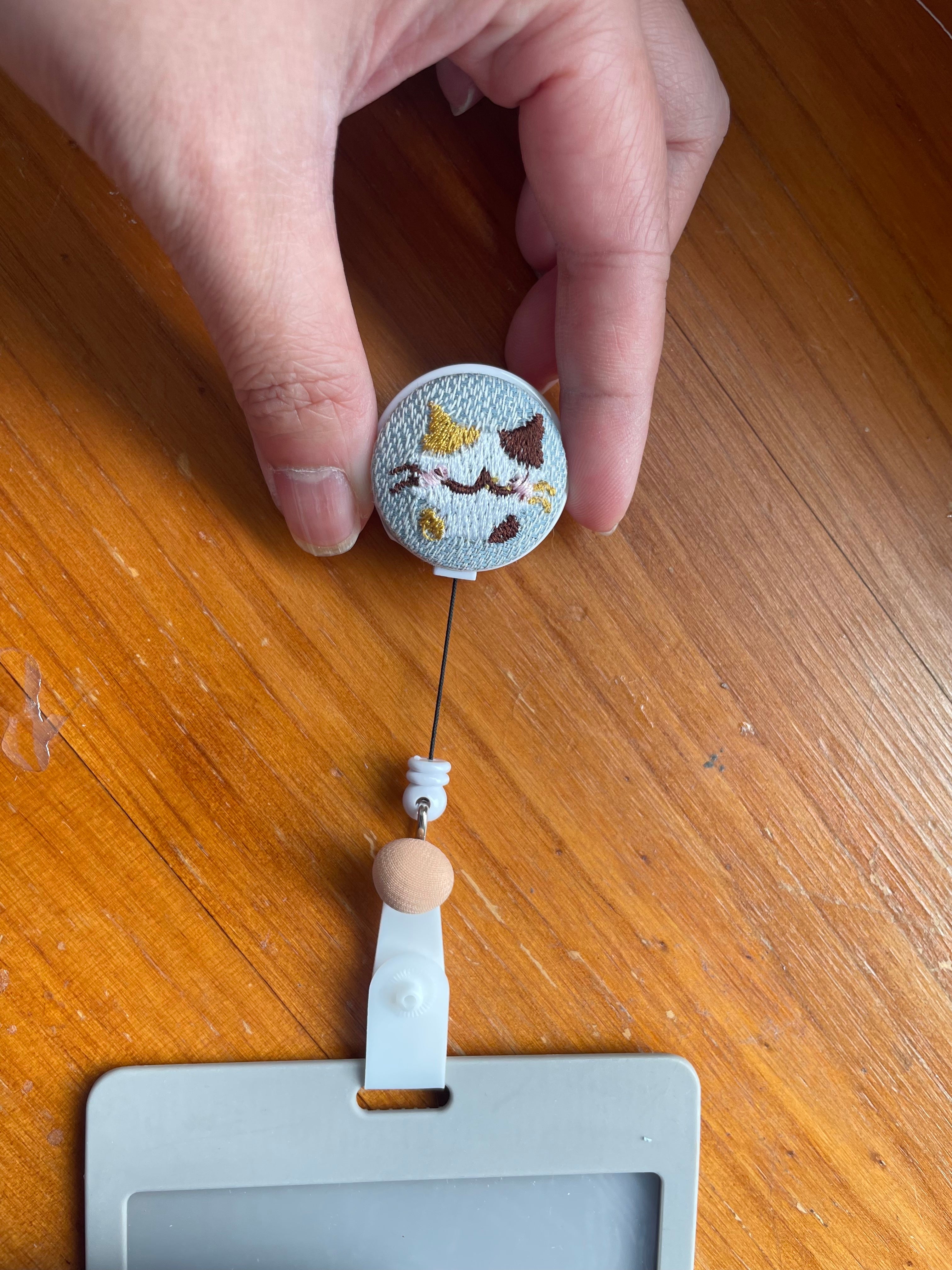Embroidered Cat Retractable Badge Reel