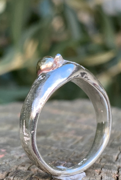 Sterling Silver Brass Seed Ring | Size N | One of a Kind