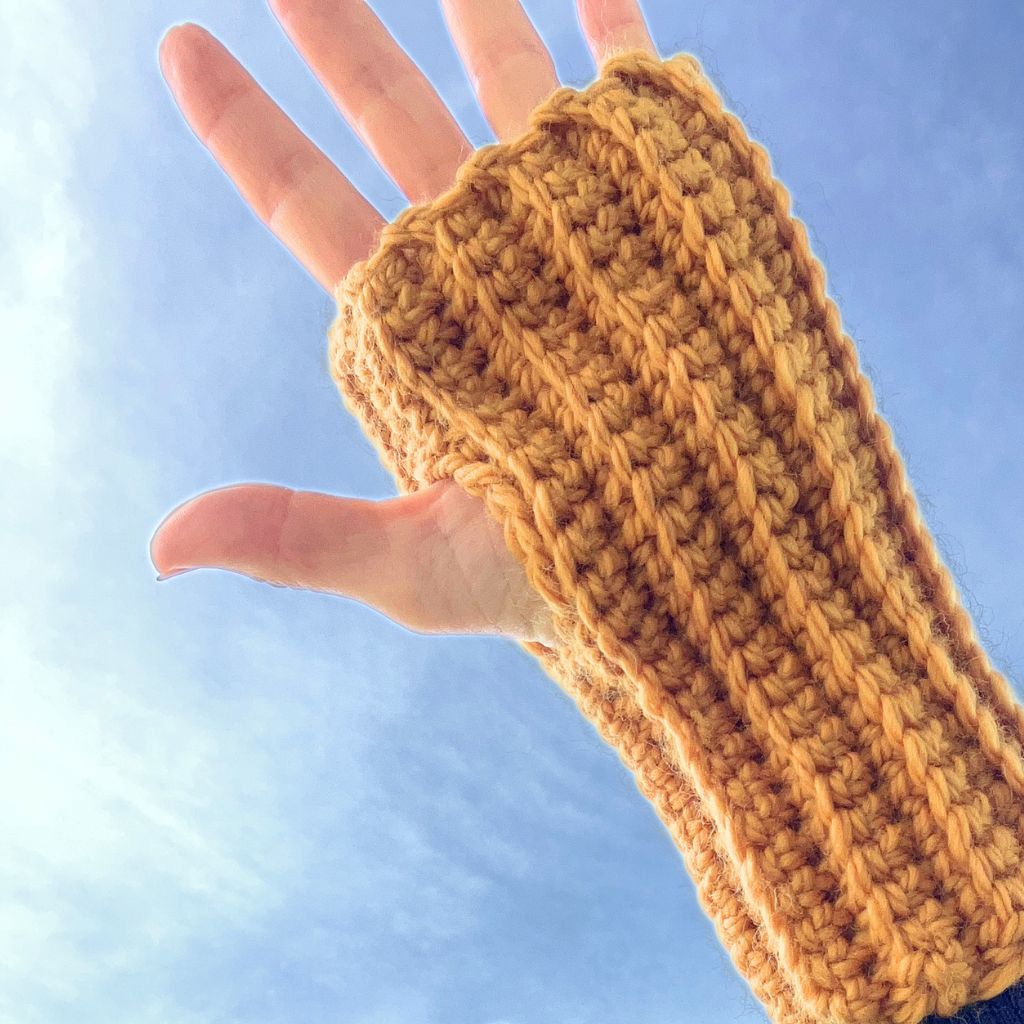 Cosy Fingerless Handwarmers | Warm Aussie Merino Wool - turmeric yellow