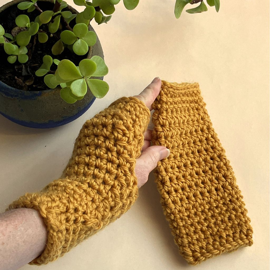 Warm Fingerless Handwarmers - Turmeric Yellow | Aussie Merino Mittens