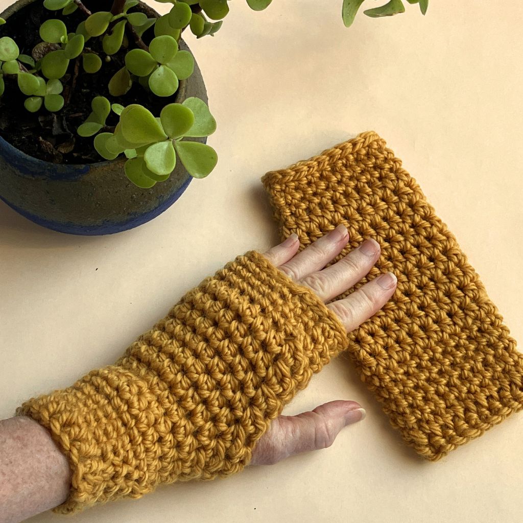Warm Fingerless Handwarmers - Turmeric Yellow | Aussie Merino Mittens