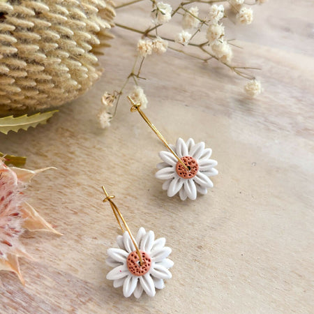 Everlasting Daisy Hoops Polymer Clay Earrings