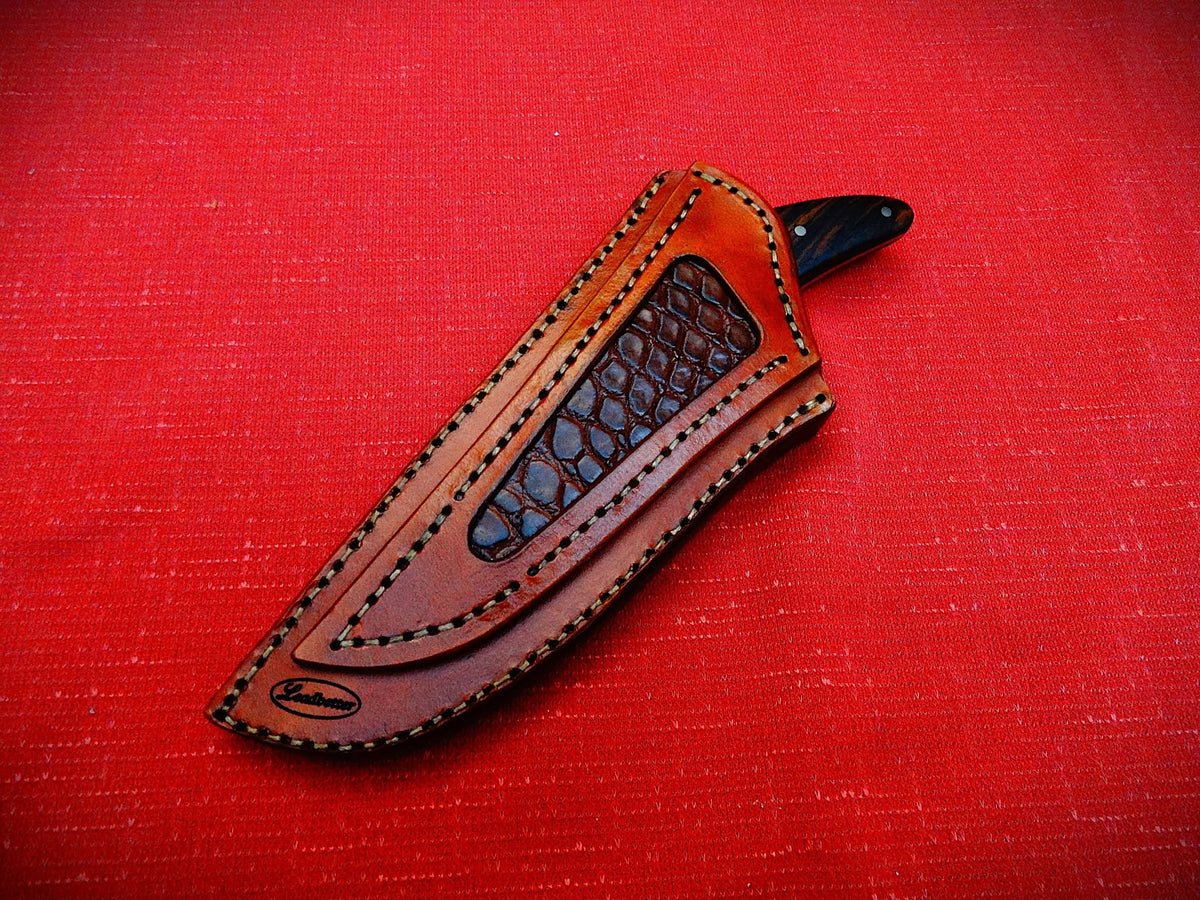 Outdoor camping 440c fixed blade knife leather sheath crocodile skin