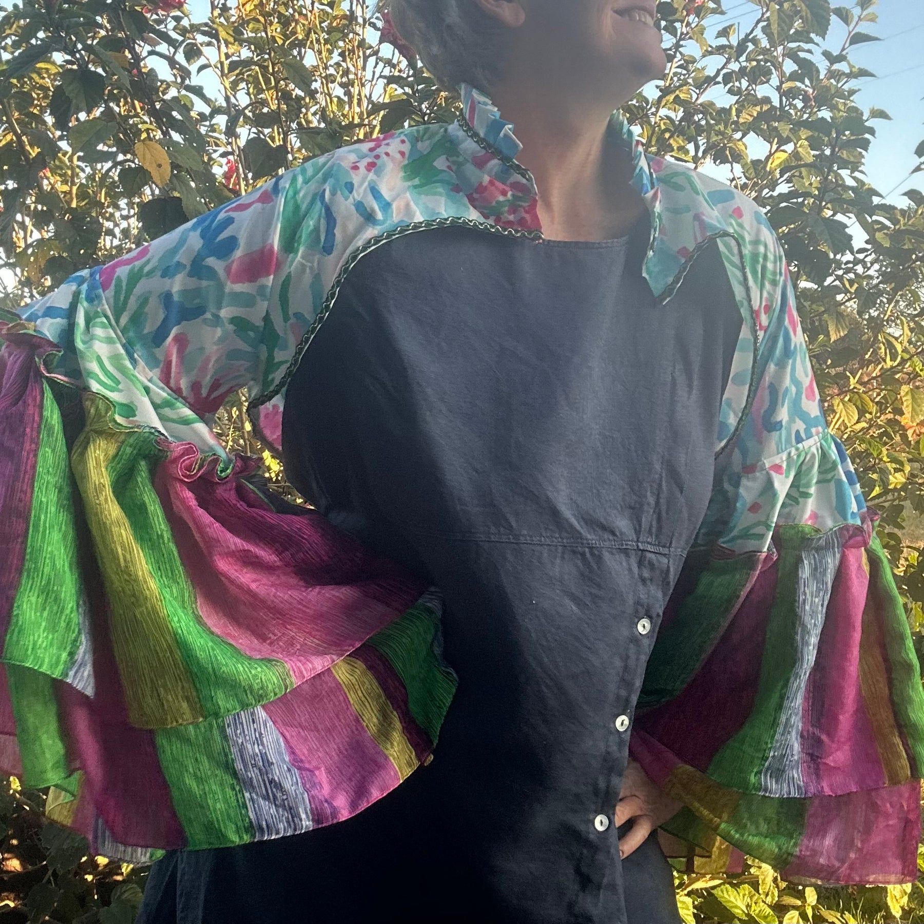 Upcycled Colourful Bolero Topper Full Sleeves