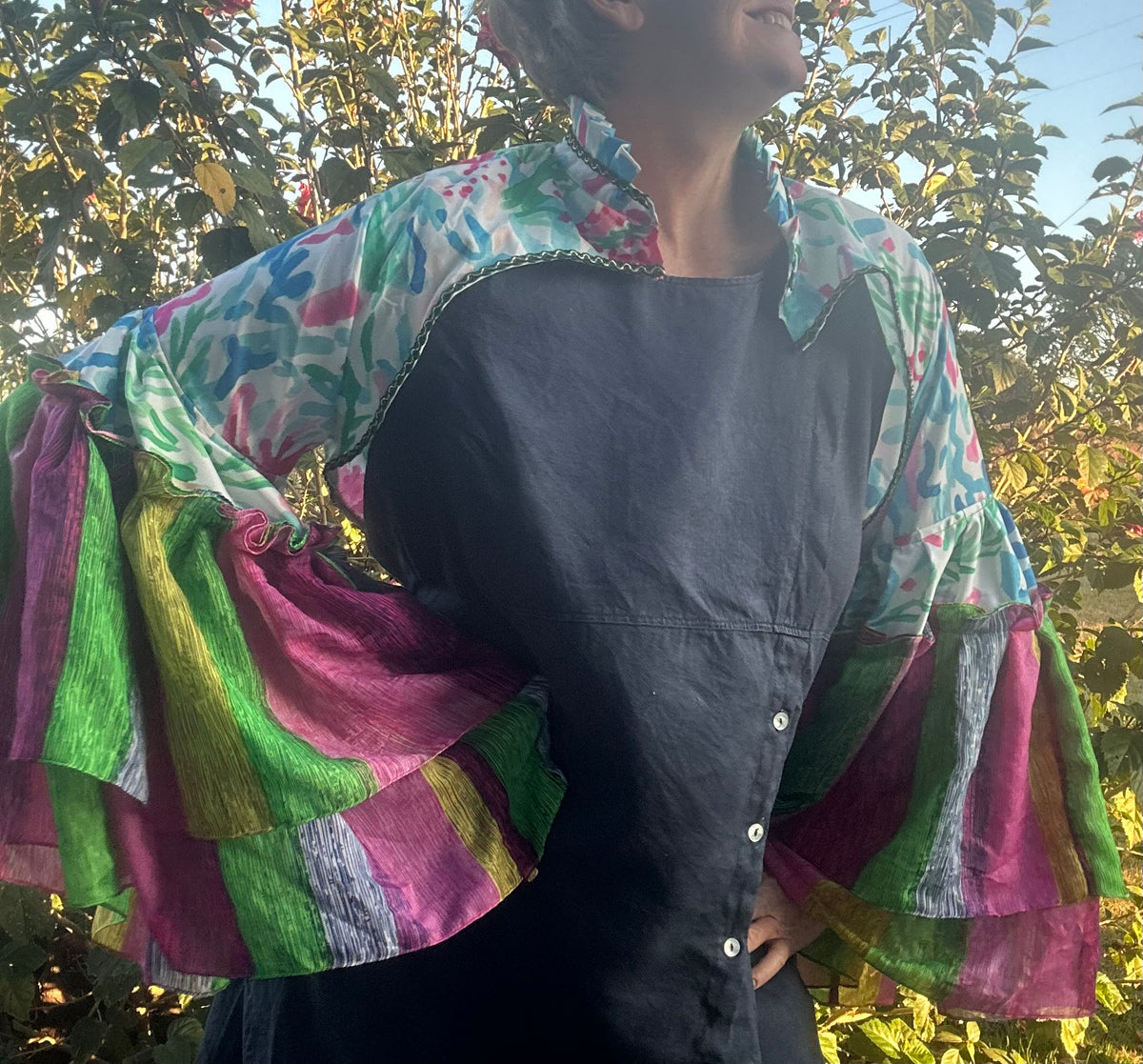 Upcycled Colourful Bolero Topper Full Sleeves