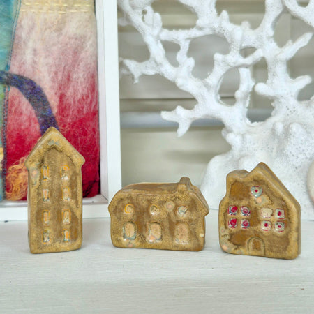 Handmade Ceramic Miniature Houses - Set of Three - Mothers Day Gift