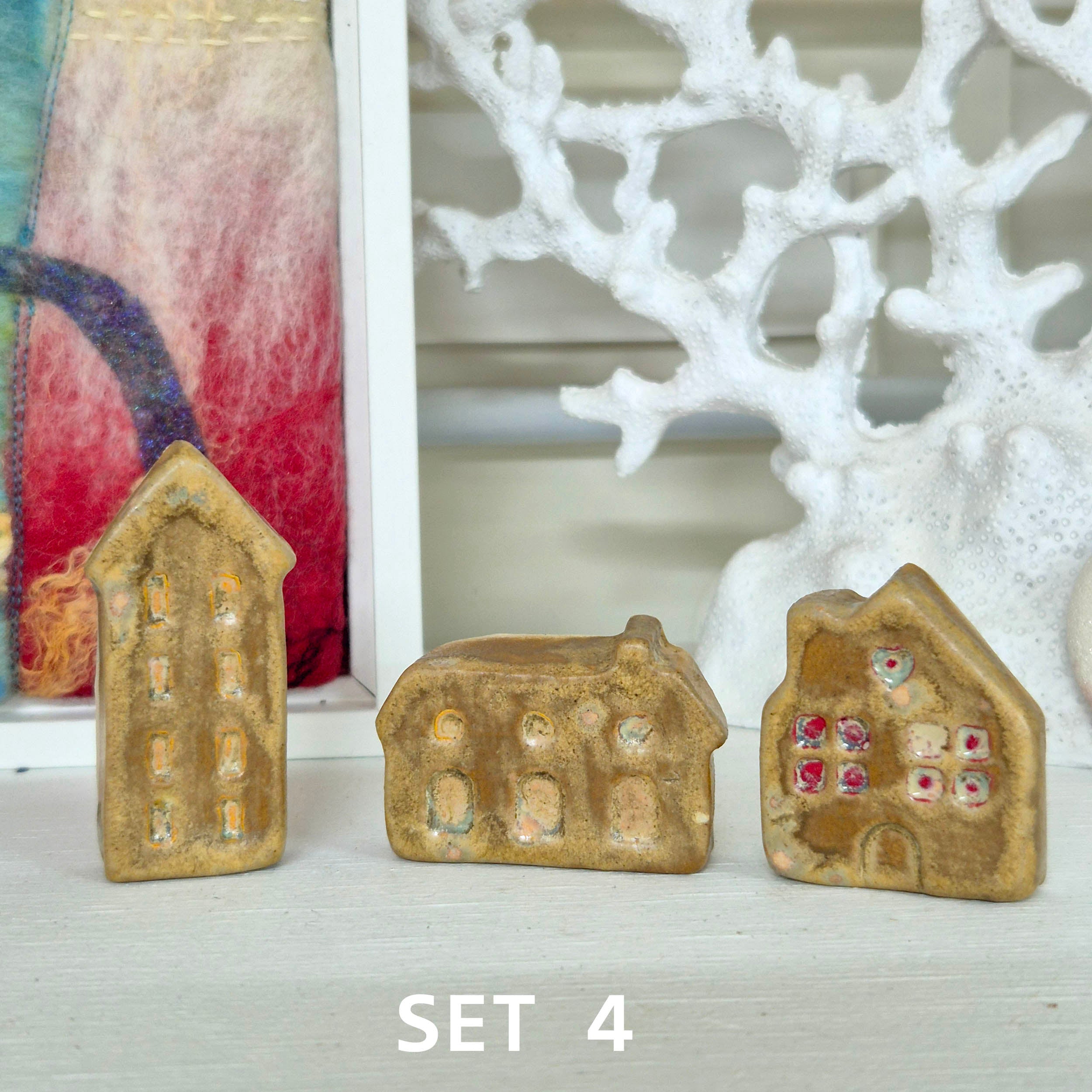 Handmade Ceramic Miniature Houses - Set of Three - Mothers Day Gift
