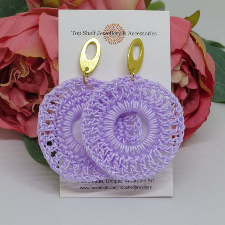 Lilac Crochet Thread Boho Earrings