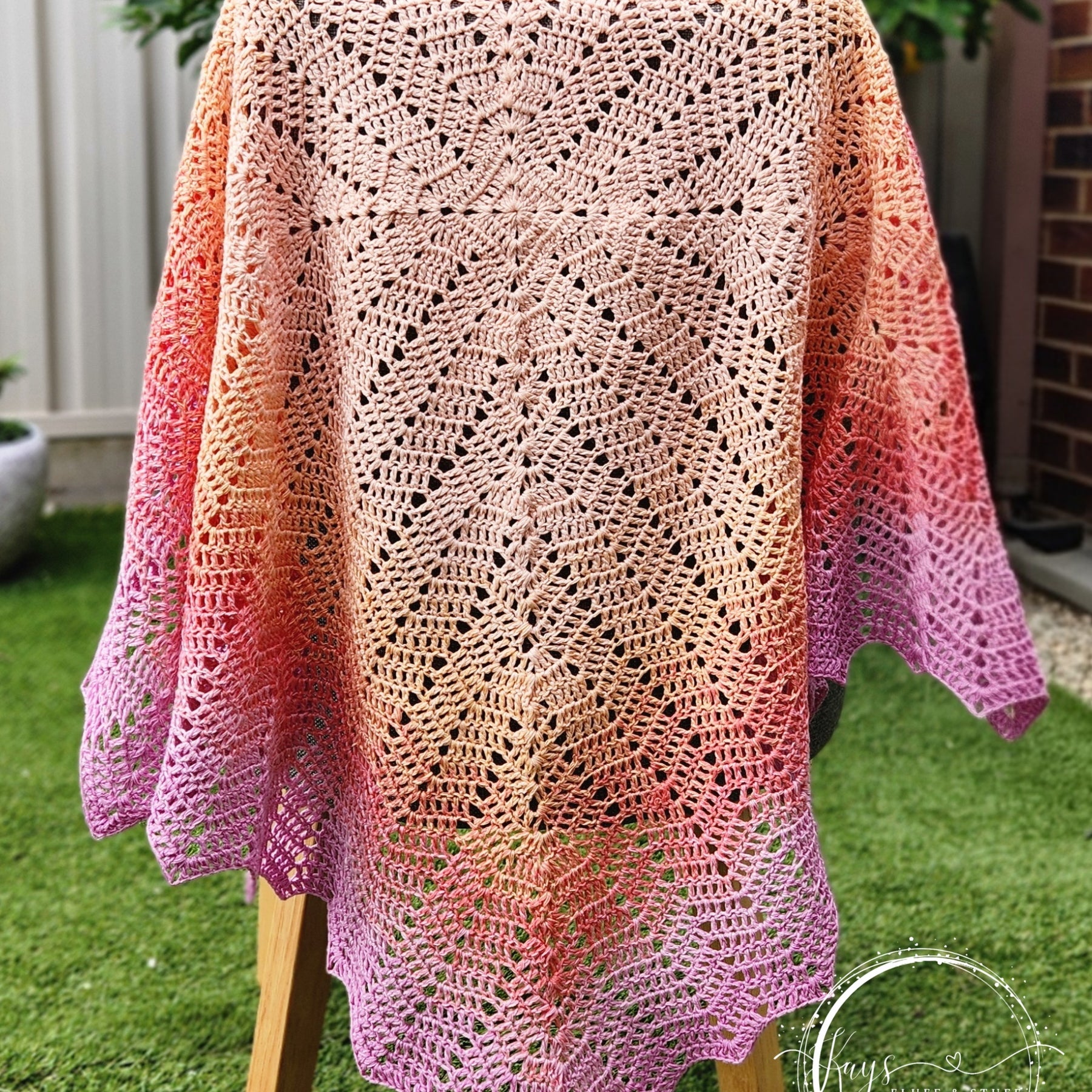 Crochet Peach to Pink Ombre Baby Blanket