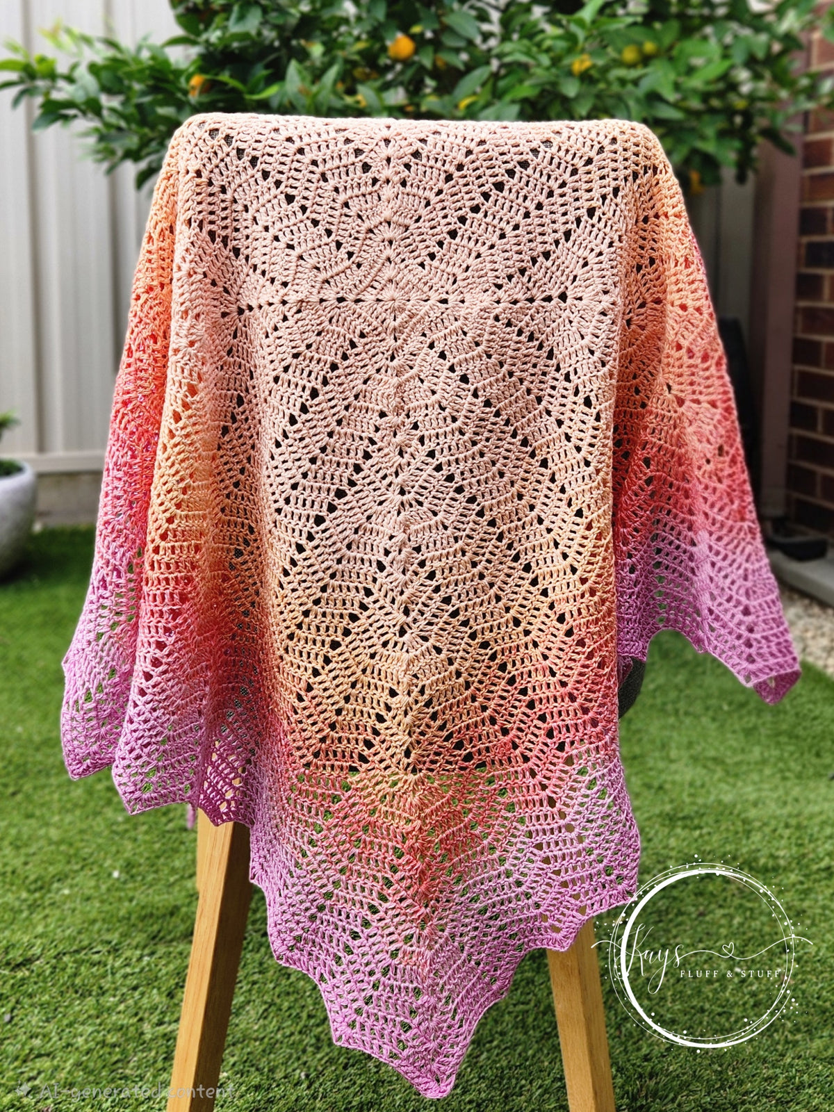 Crochet Peach to Pink Ombre Baby Blanket