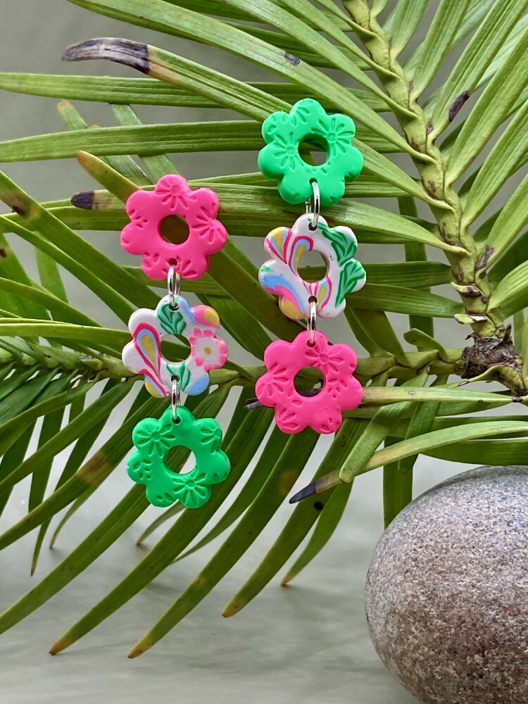 Floral brights 3 tier dangle studs