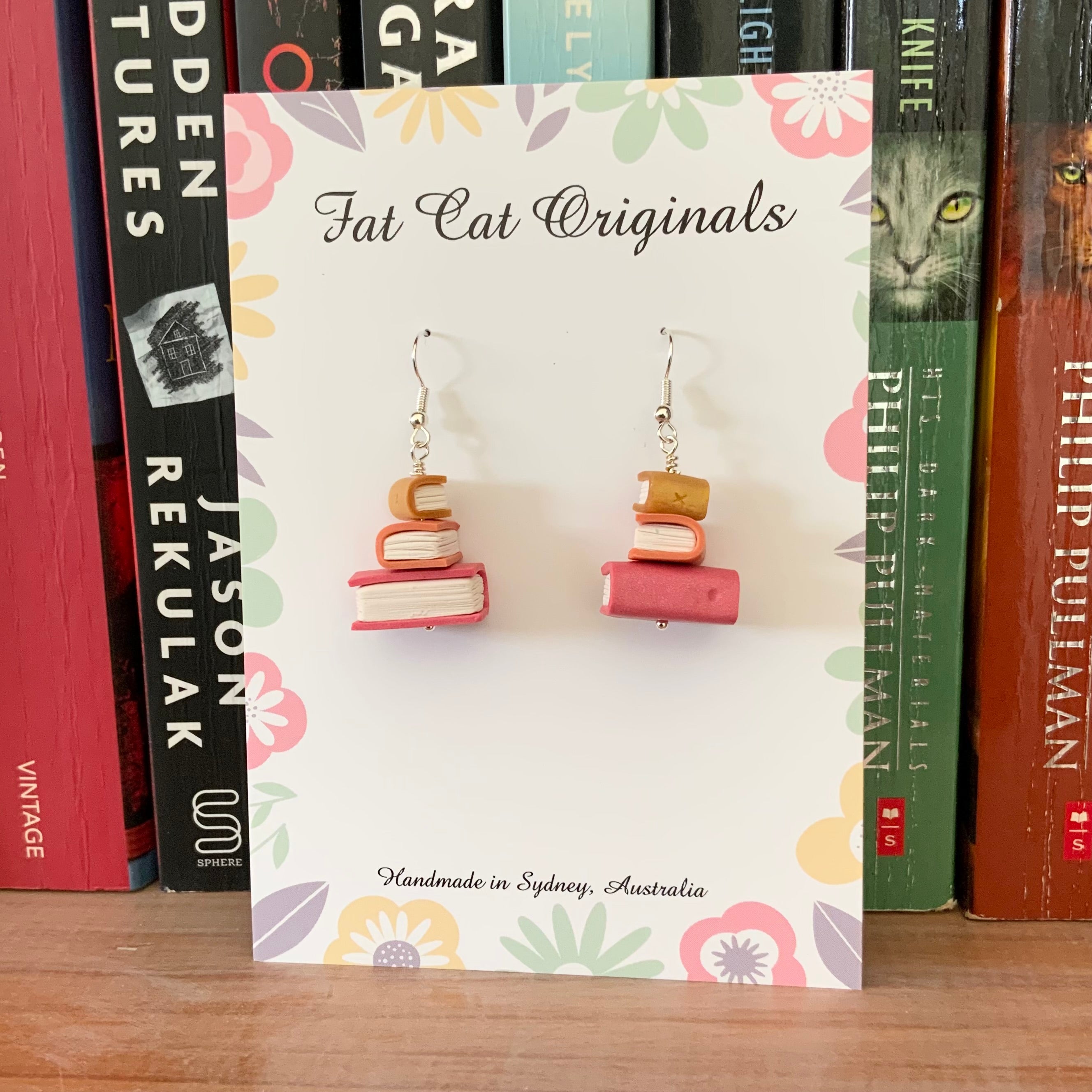 Stacked Stories Earrings – The Sunset Stories Stacks | Handmade Book Lover Gift | Mini Book Stack Dangles