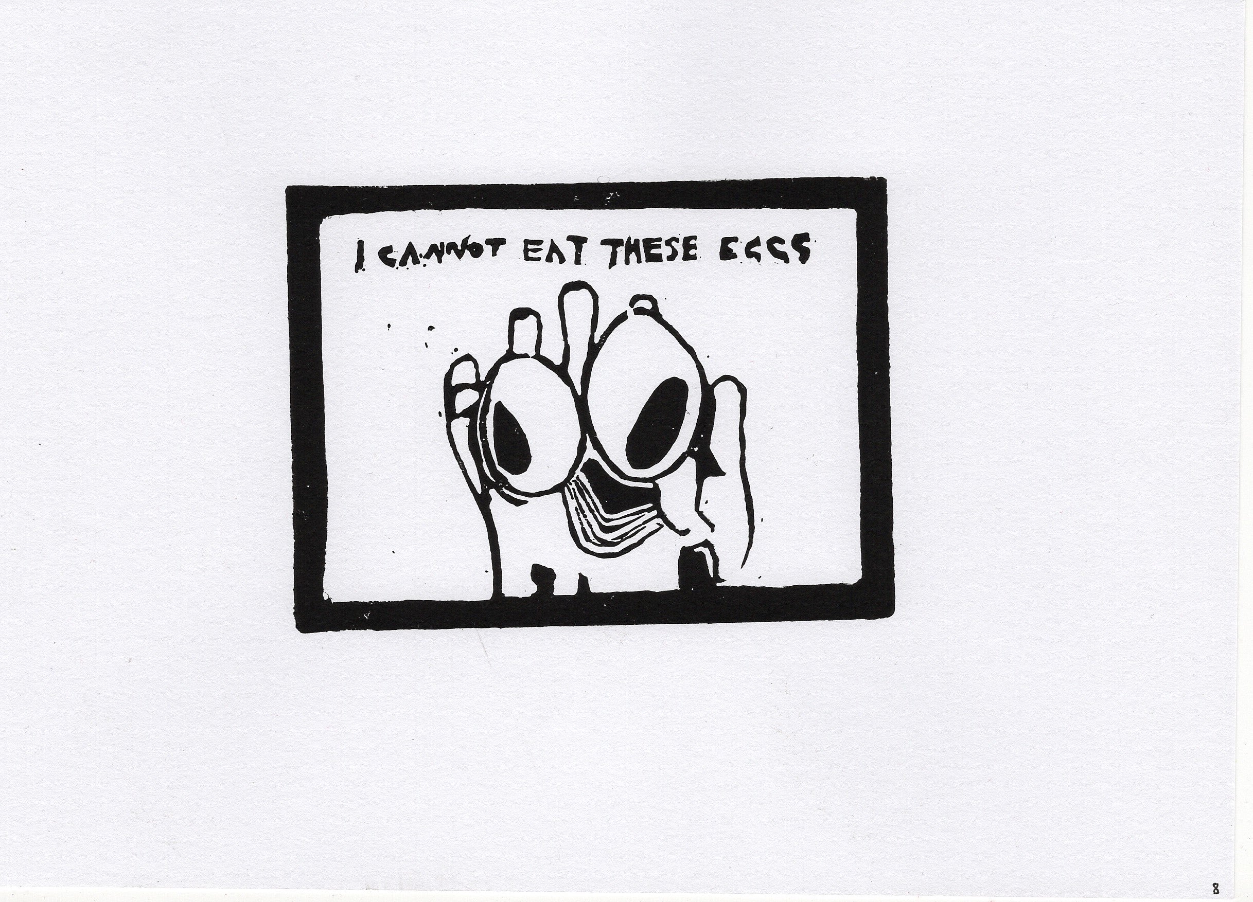 Eggs lino - A6 original lino print