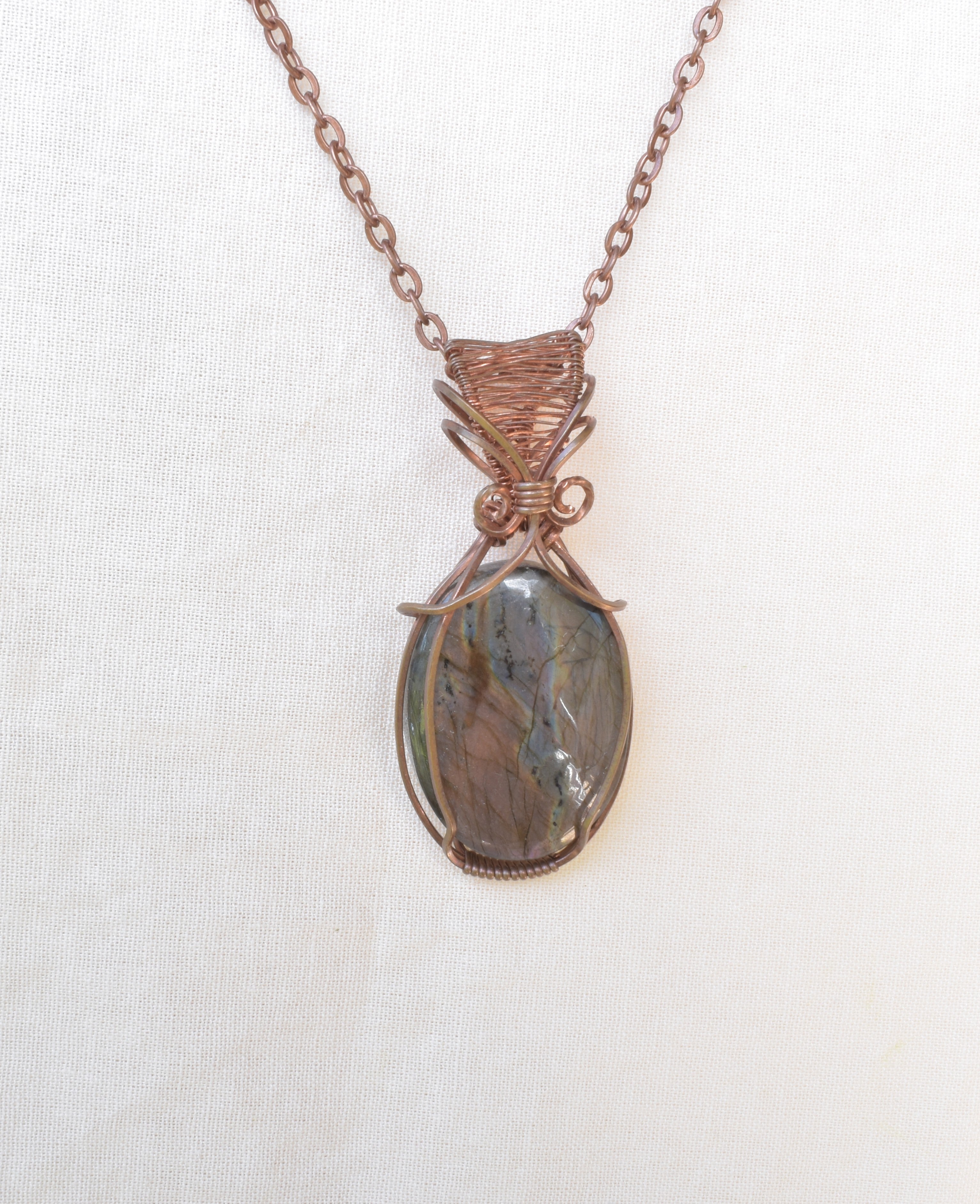 Burnished Light - Handcrafted Fire Labradorite Pendant