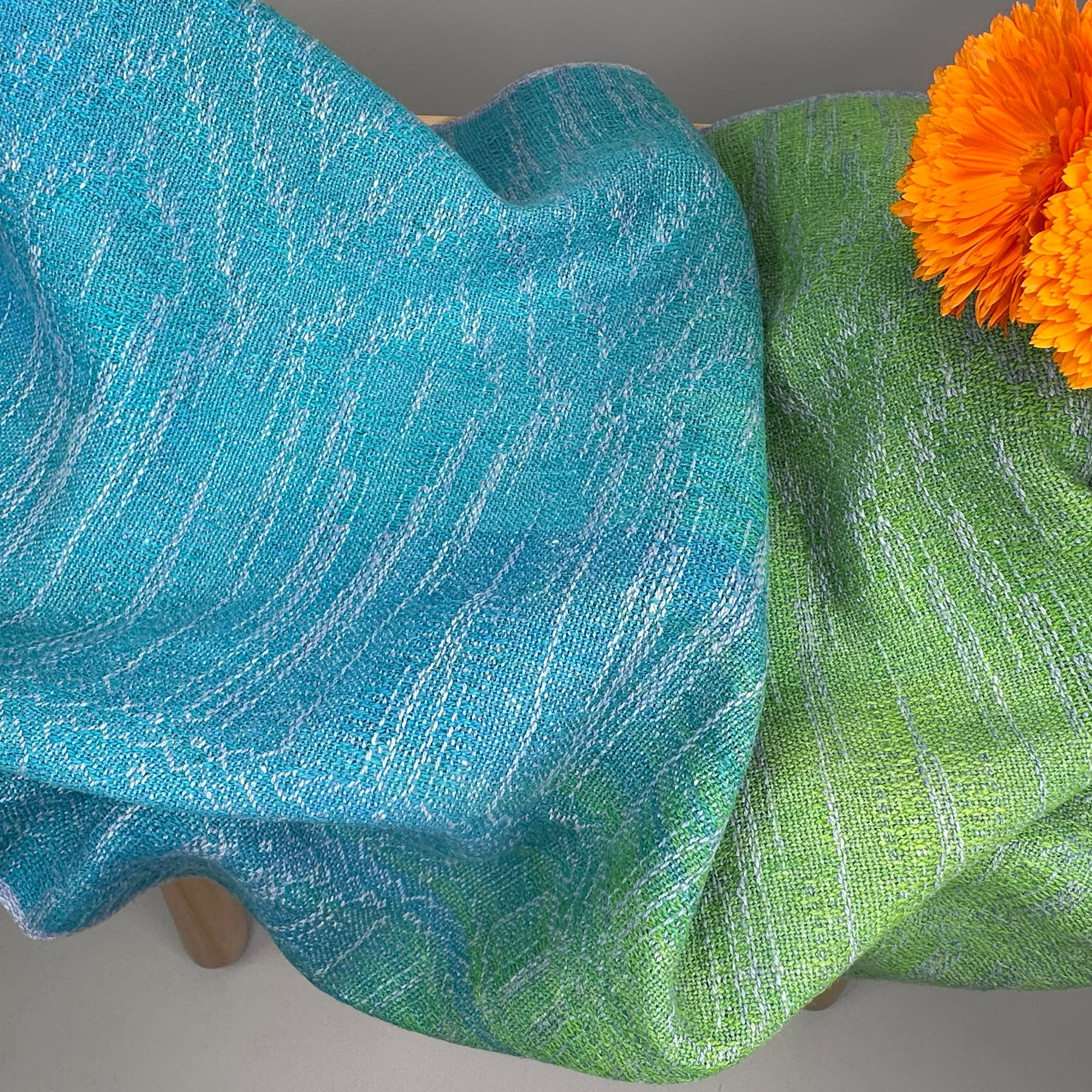 Hand-Dyed and Handwoven Linen/Cotton Tea Towels (Lilac Weft)