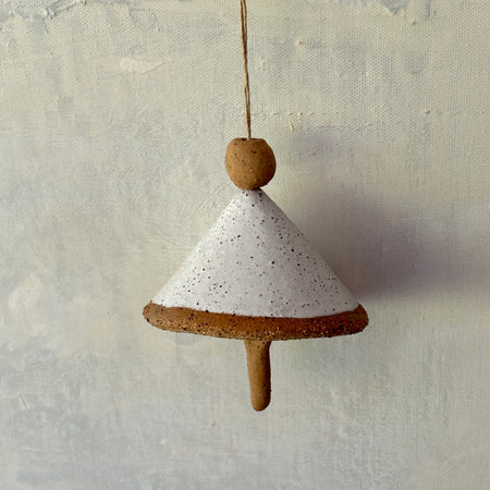 Rustic Ceramic Christmas Bell - White Glaze