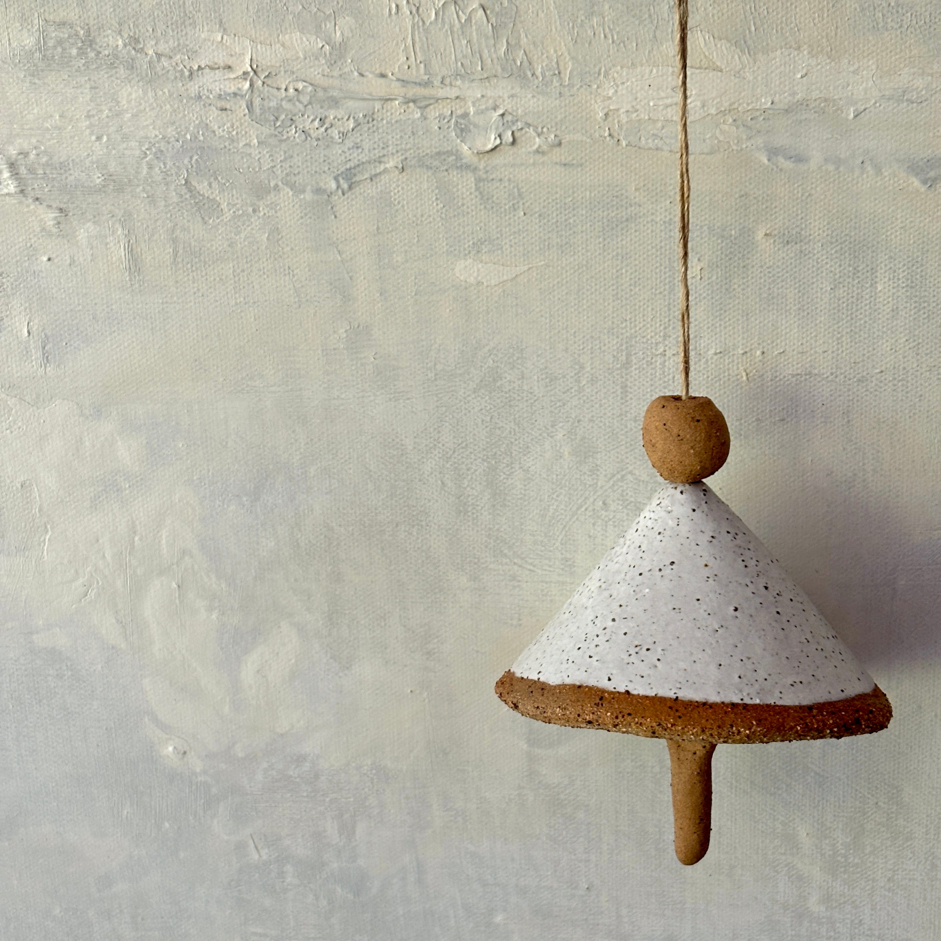 Rustic Ceramic Christmas Bell - White Glaze