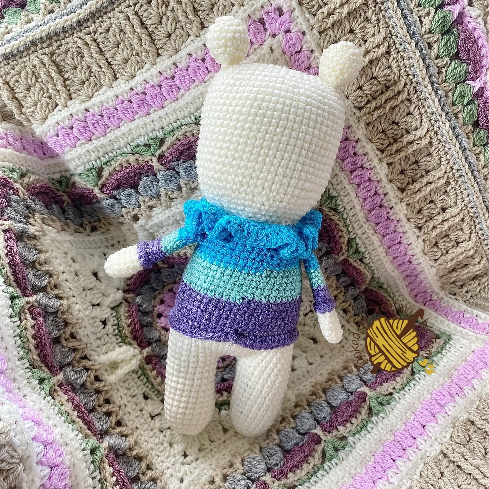 Handmade | Crochet | ‘Berry’ Bear | Comforter | Lovey