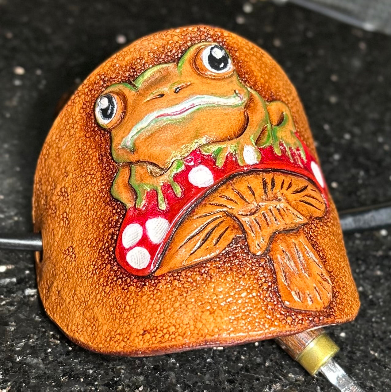 Handcrafted Leather Frog Hair Barrette