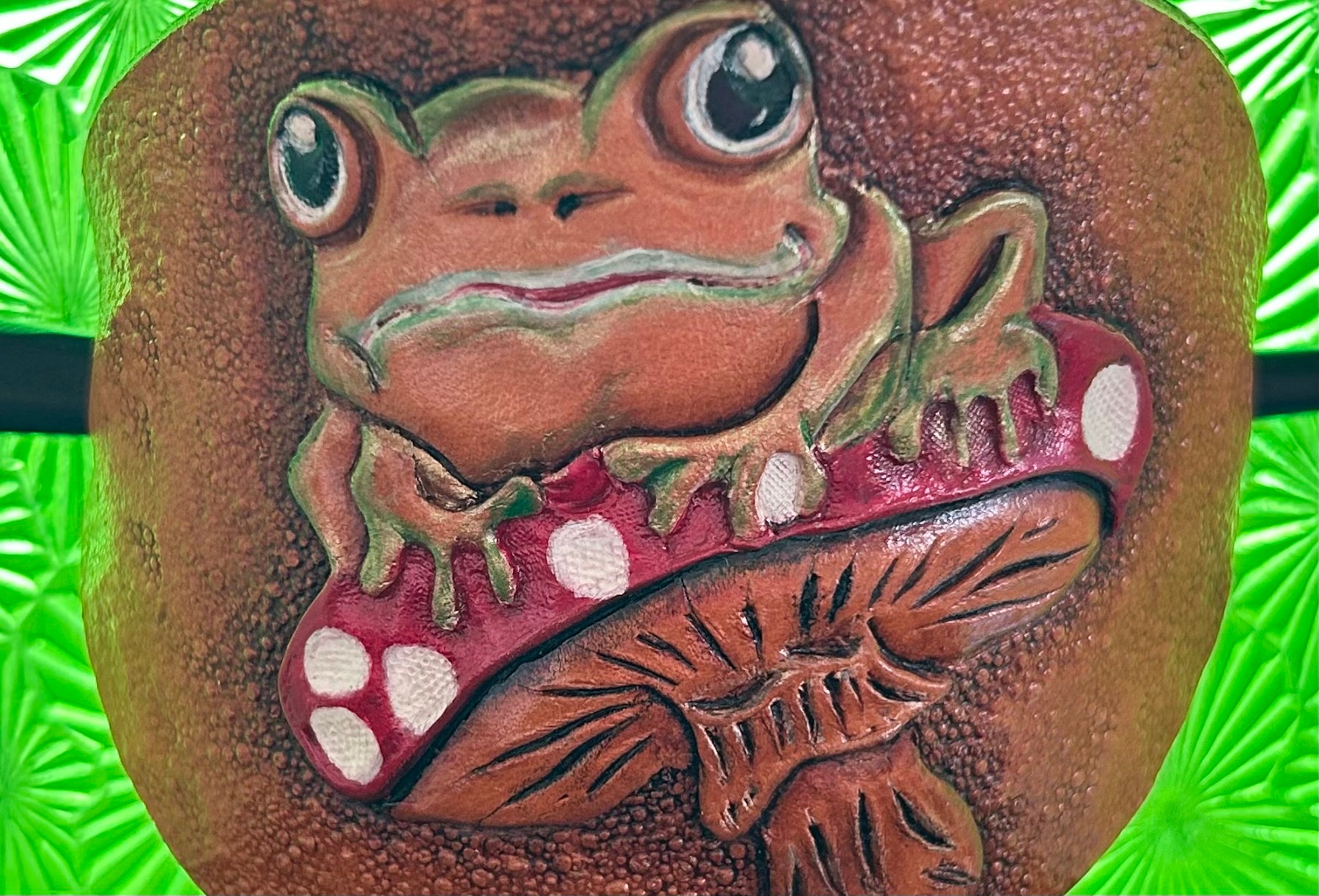 Handcrafted Leather Frog Hair Barrette