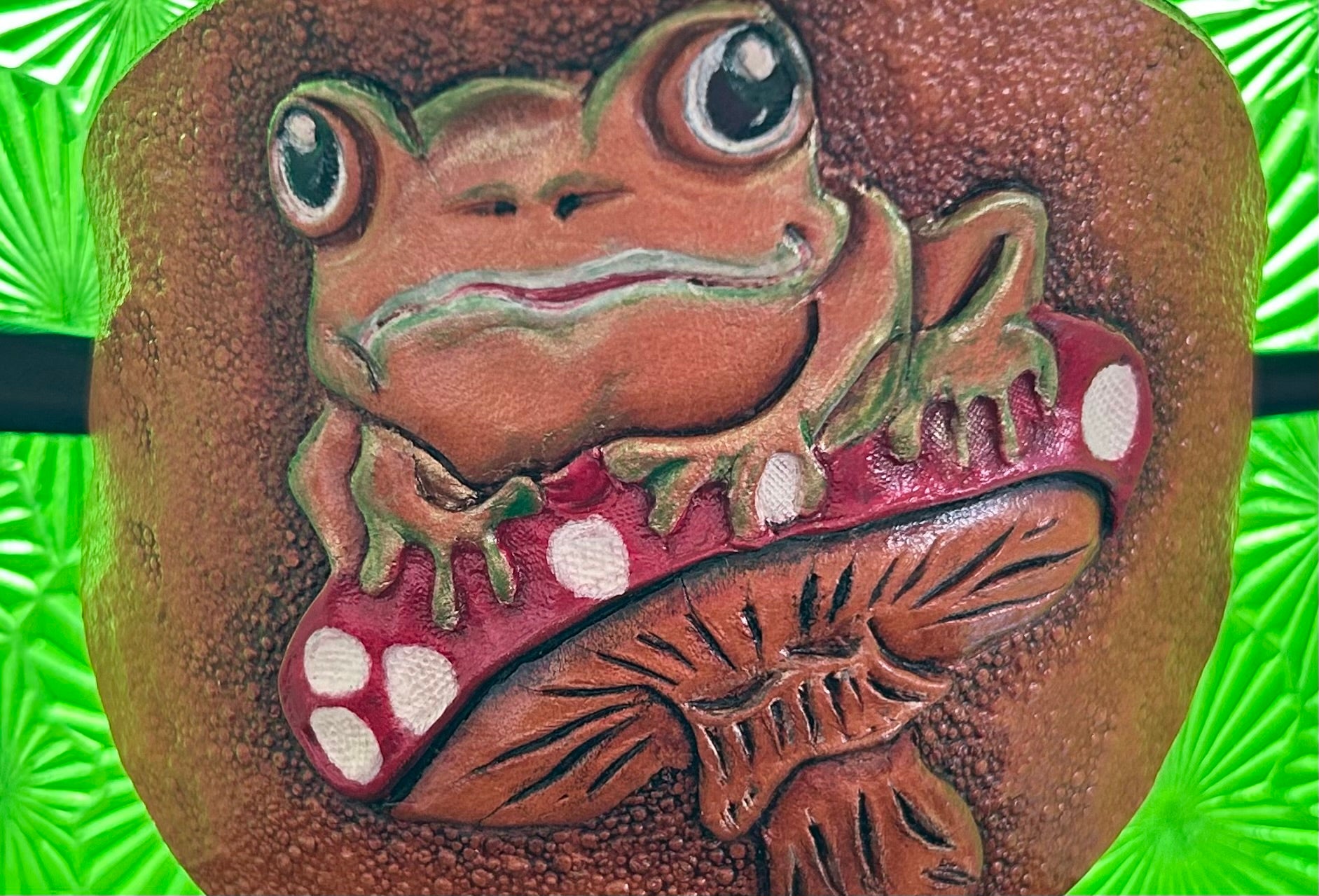 Handcrafted Leather Frog Hair Barrette