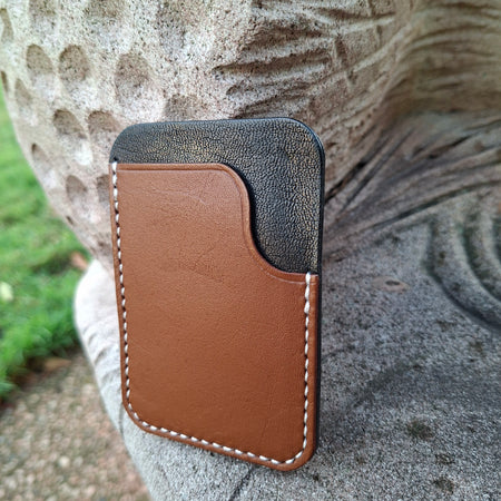 Three-Pocket Cardholder - Whisky/Black with White Thread