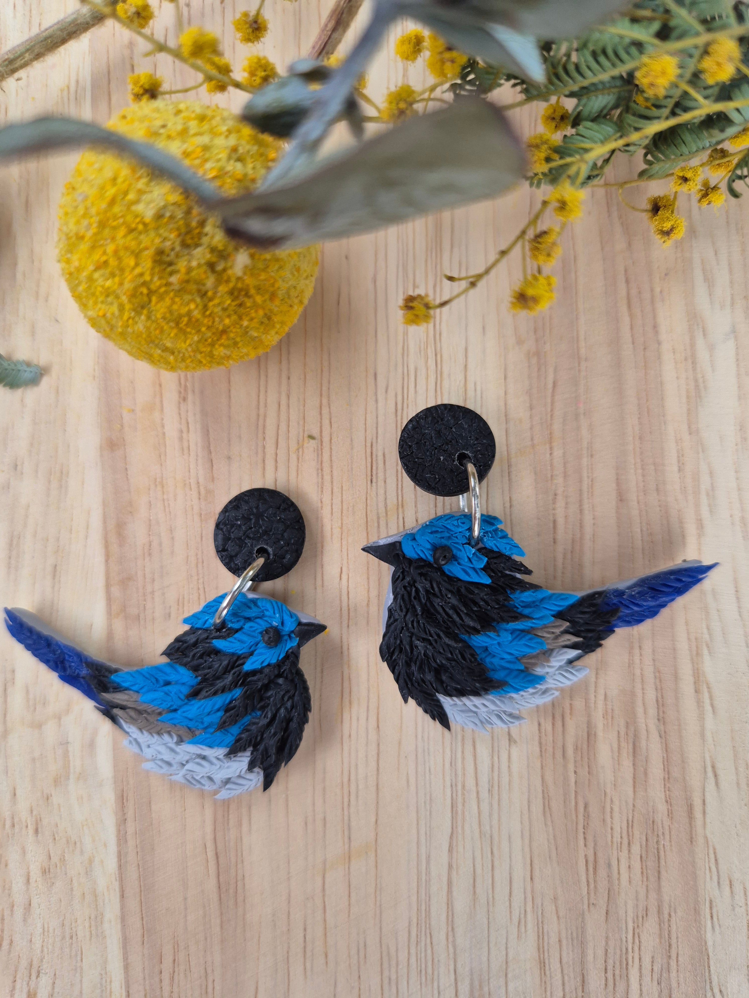 Billy Blue Wren Dangle Earrings (2 sizes available)