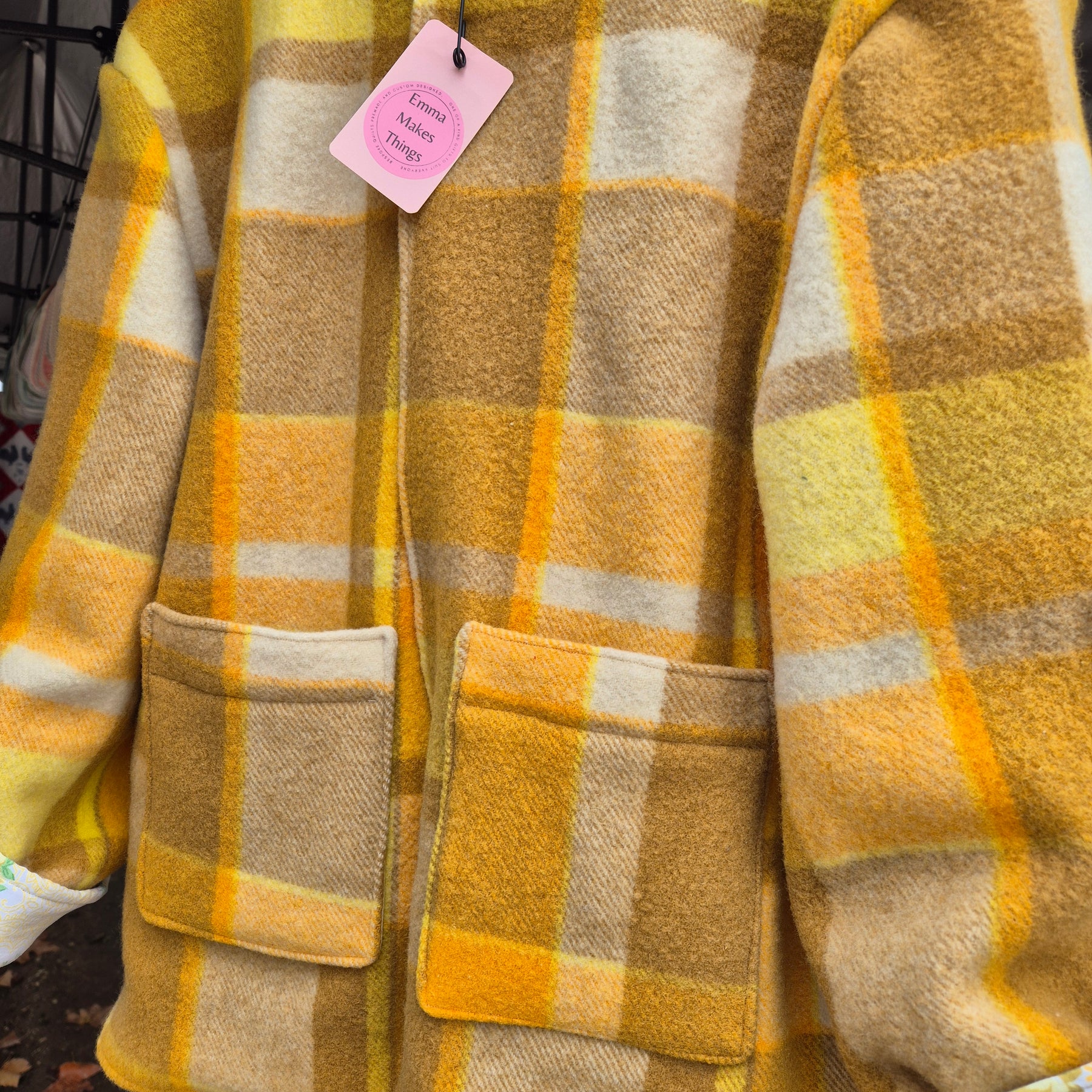 Upcycled woollen blanket jacket size 14