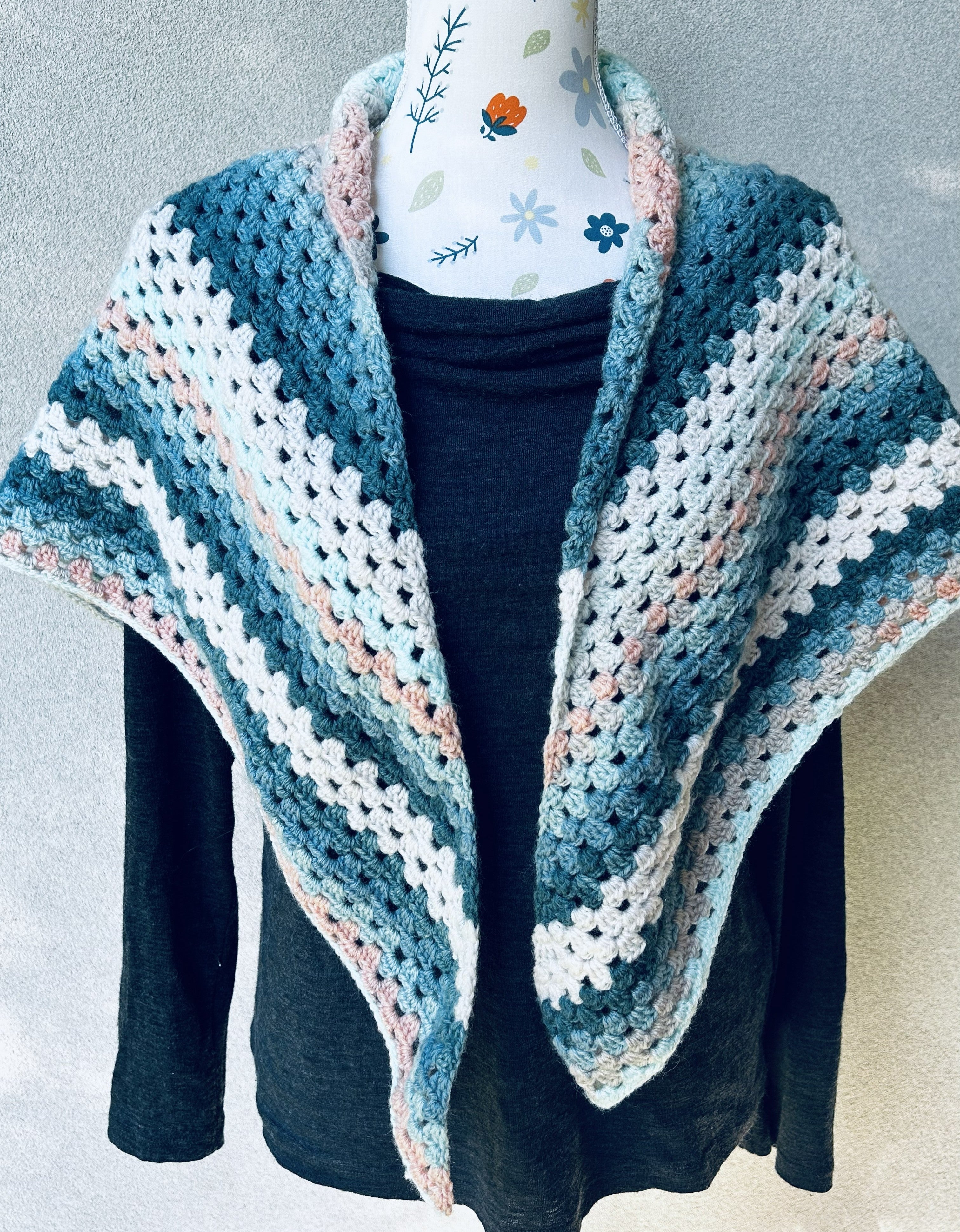 Triangle Shawl - Crochet Multicoloured