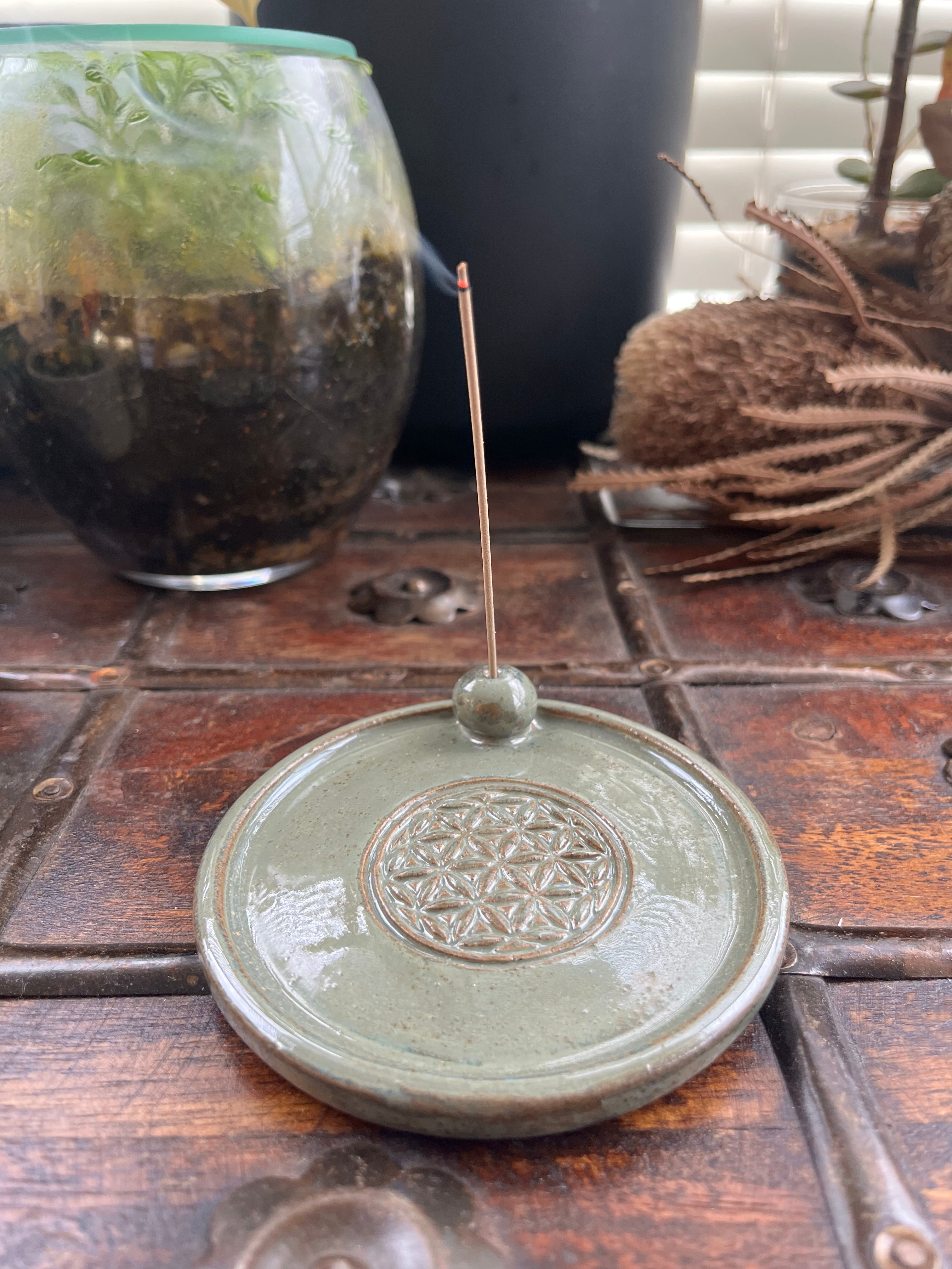 Ceramic Incense Burner –  Flower of Life