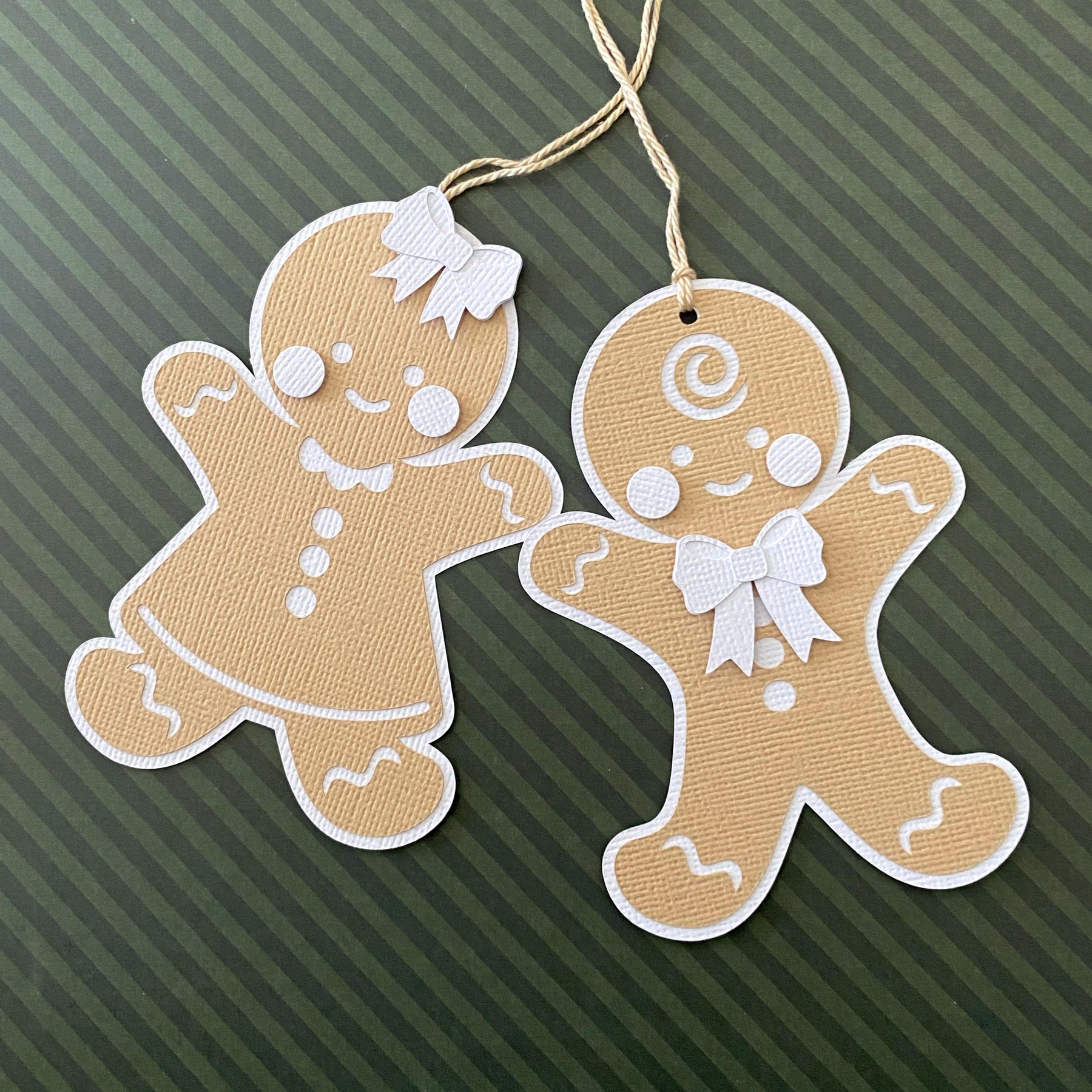 Gingerbread people gift tags, Christmas wrapping.