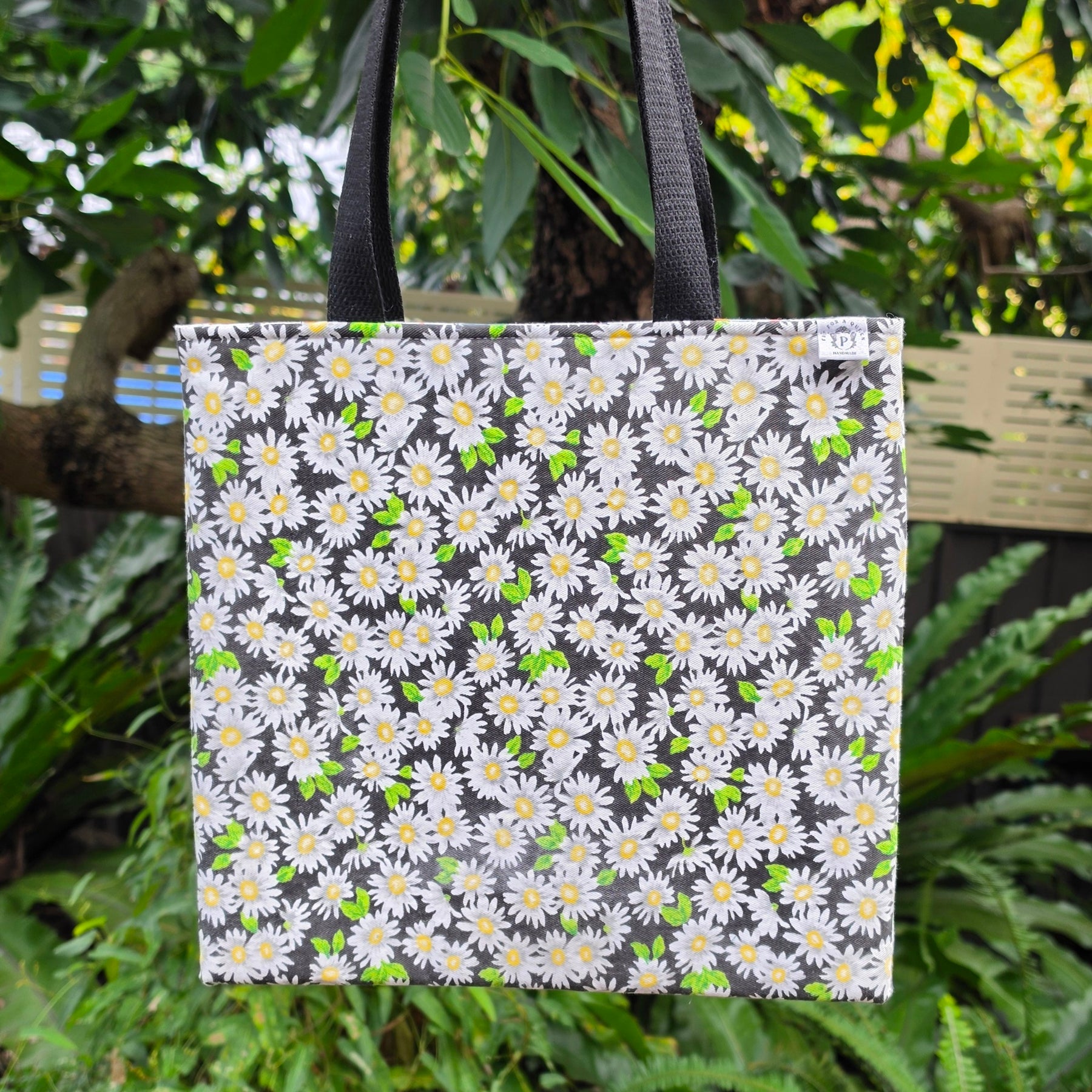 Small Daisies Tote Bag | Upcycled Thrifted Cushion Cover