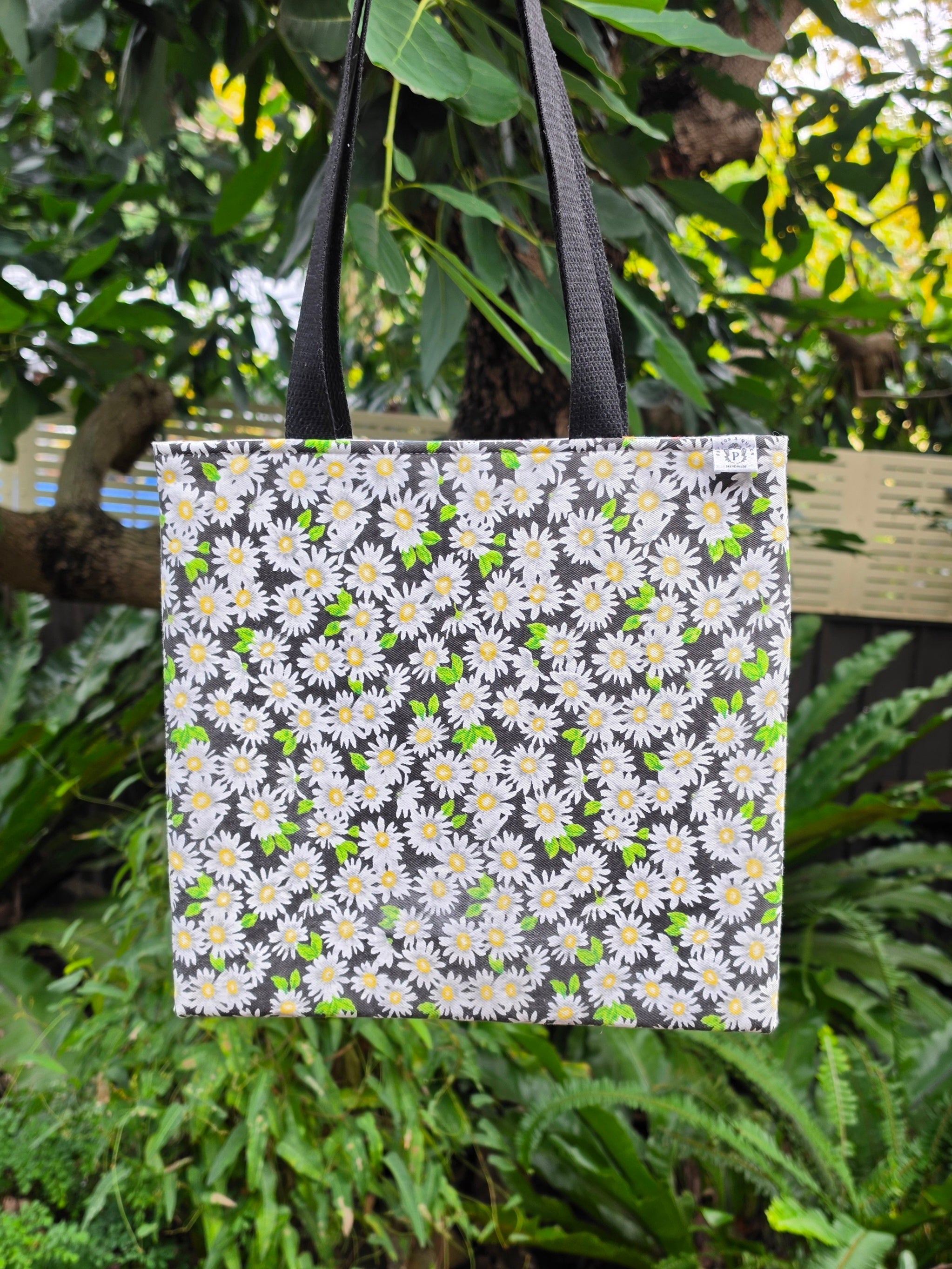 Small Daisies Tote Bag | Upcycled Thrifted Cushion Cover