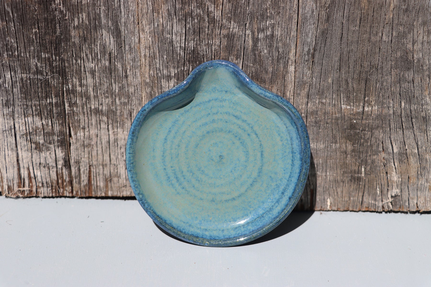 Stoneware Spoon Rest: Speckled blue green