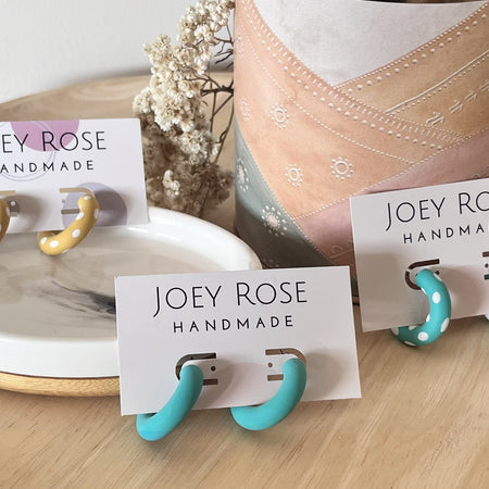 Small Polymer Clay Hoop Earrings - Various Colours