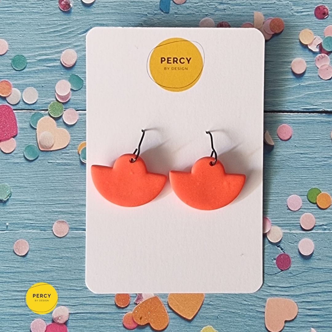 Bright and bold fans | Handmade Tangerine Stud Earrings