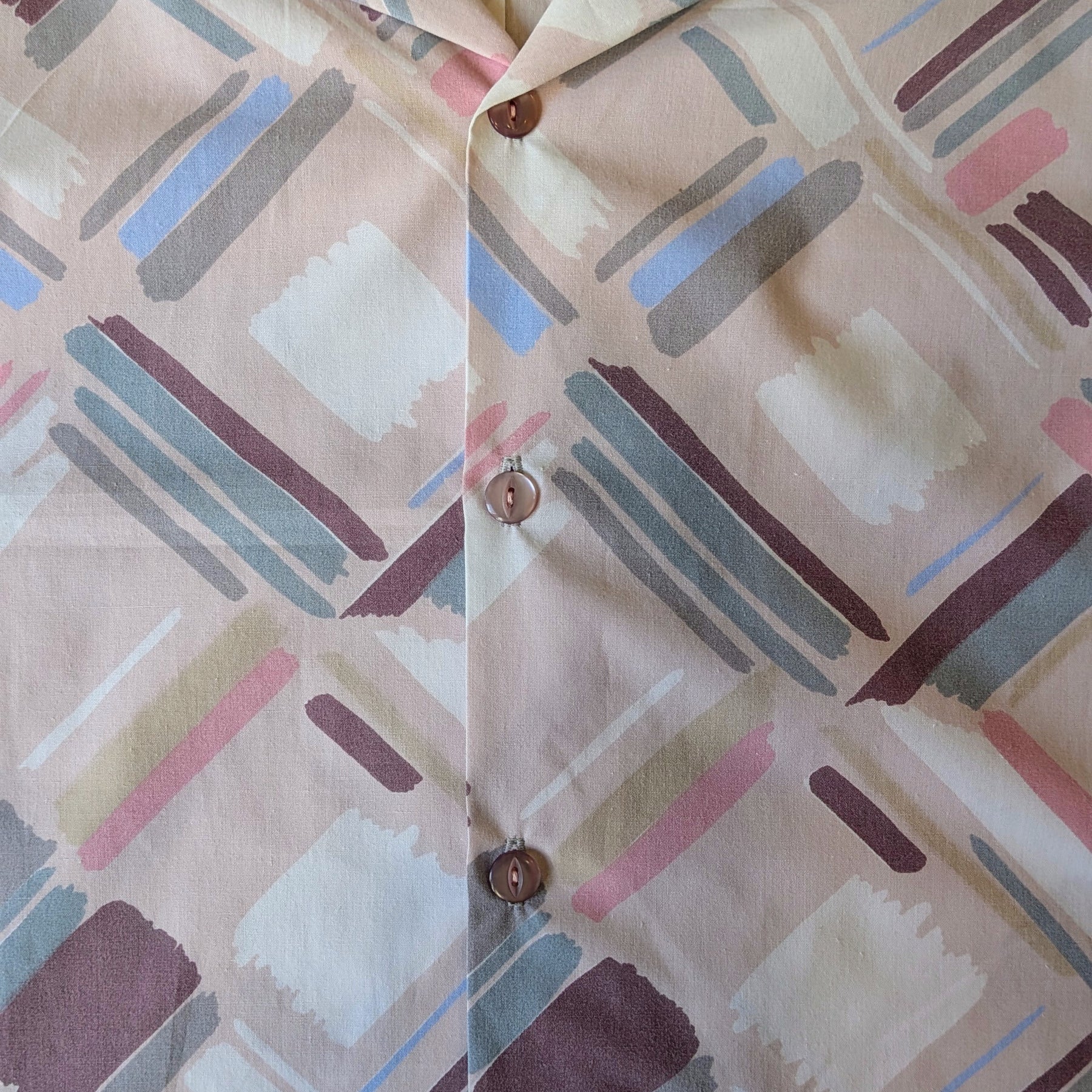 Upcycled Unisex Cotton Button-up Shirt 1980s/90s Sheet (Pink / Size M)